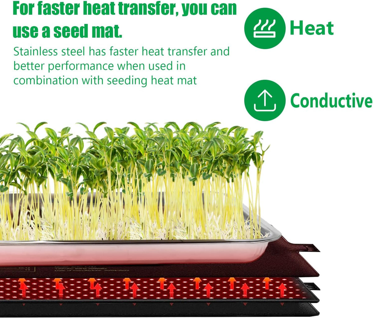 RooTrimmer 5 Pack Large Stainless Steel Seedling Trays, Heavy Duty Metal Water Catch Trays for Nursery Pots-Transplant, Seed Germination & Propagation Flats (17.5 inch×13.56 inch, 1.18" Height)