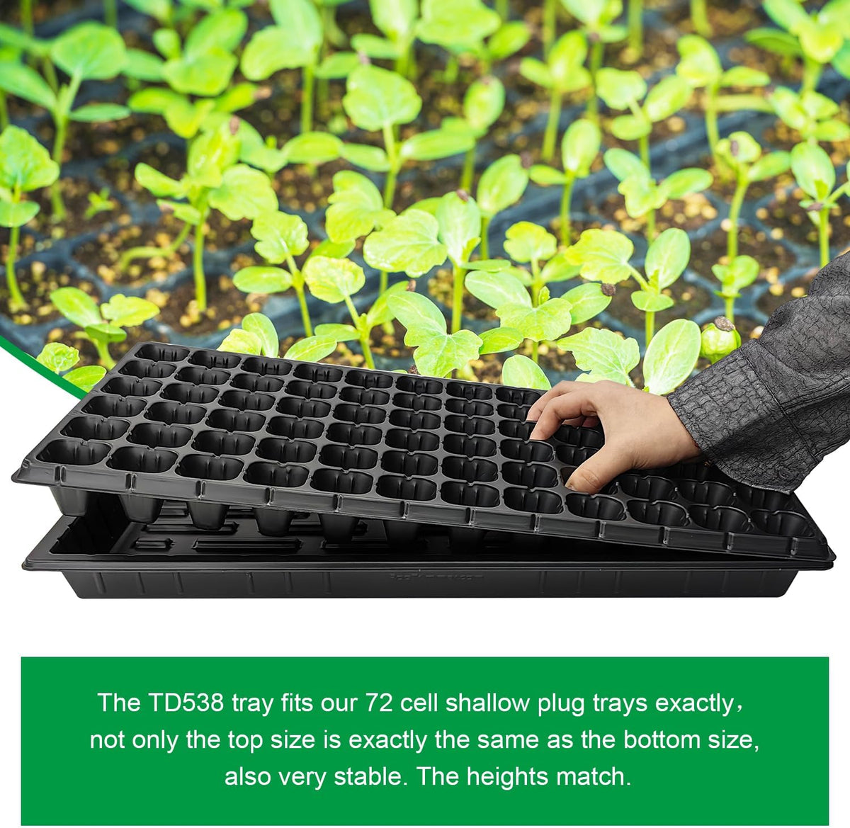 RooTrimmer 10 Pack 1020 Seed Starter Trays and 10 Pcs 72 Cell Plug Trays, Thick Durable Seedling Plastic Nursery Tray for TD538 1020 Tray Germination (10 Sets)