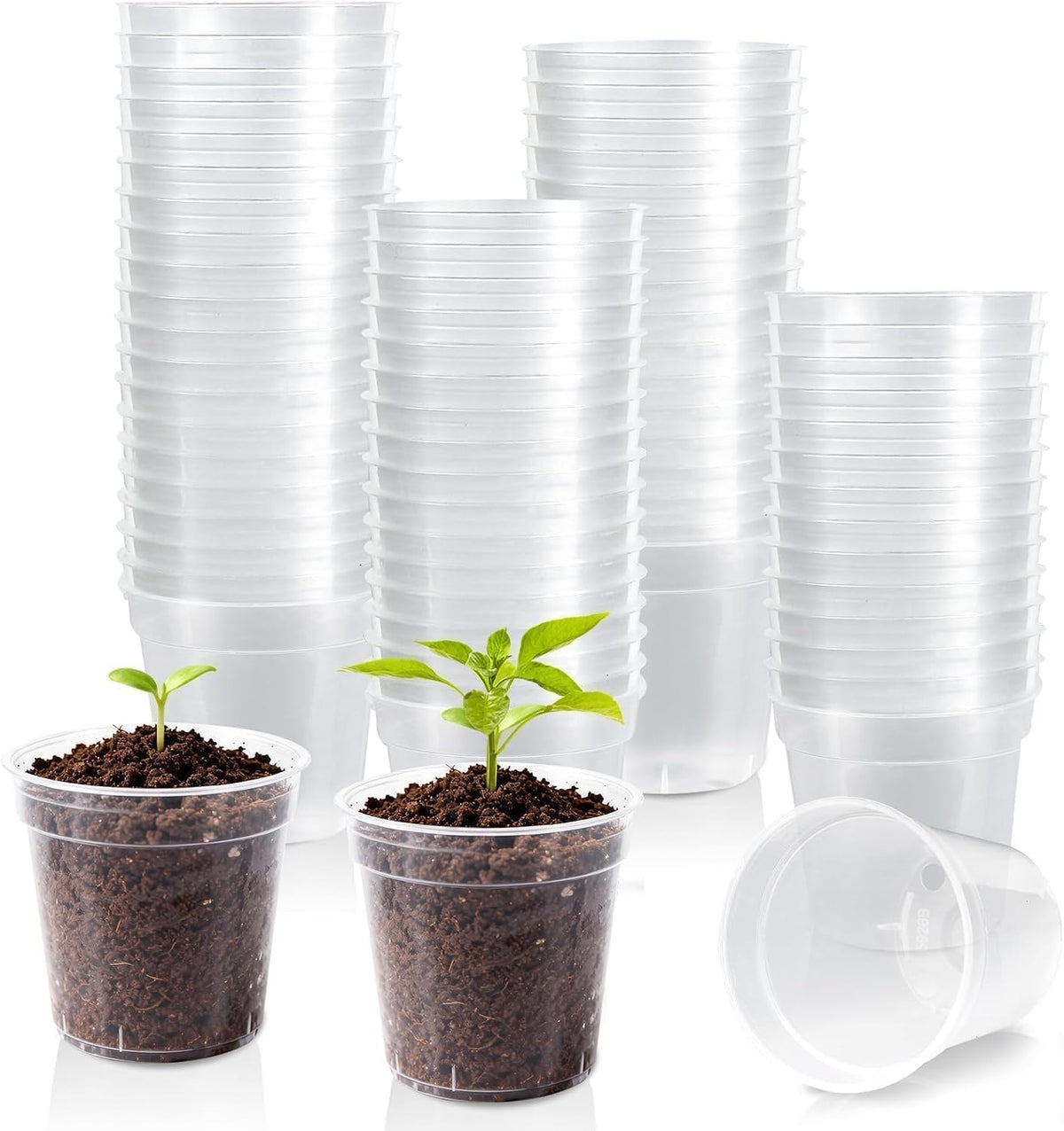 120 Pcs 2 Inch Clear Nurery Pots, Seedling Pots with Drainage Holes