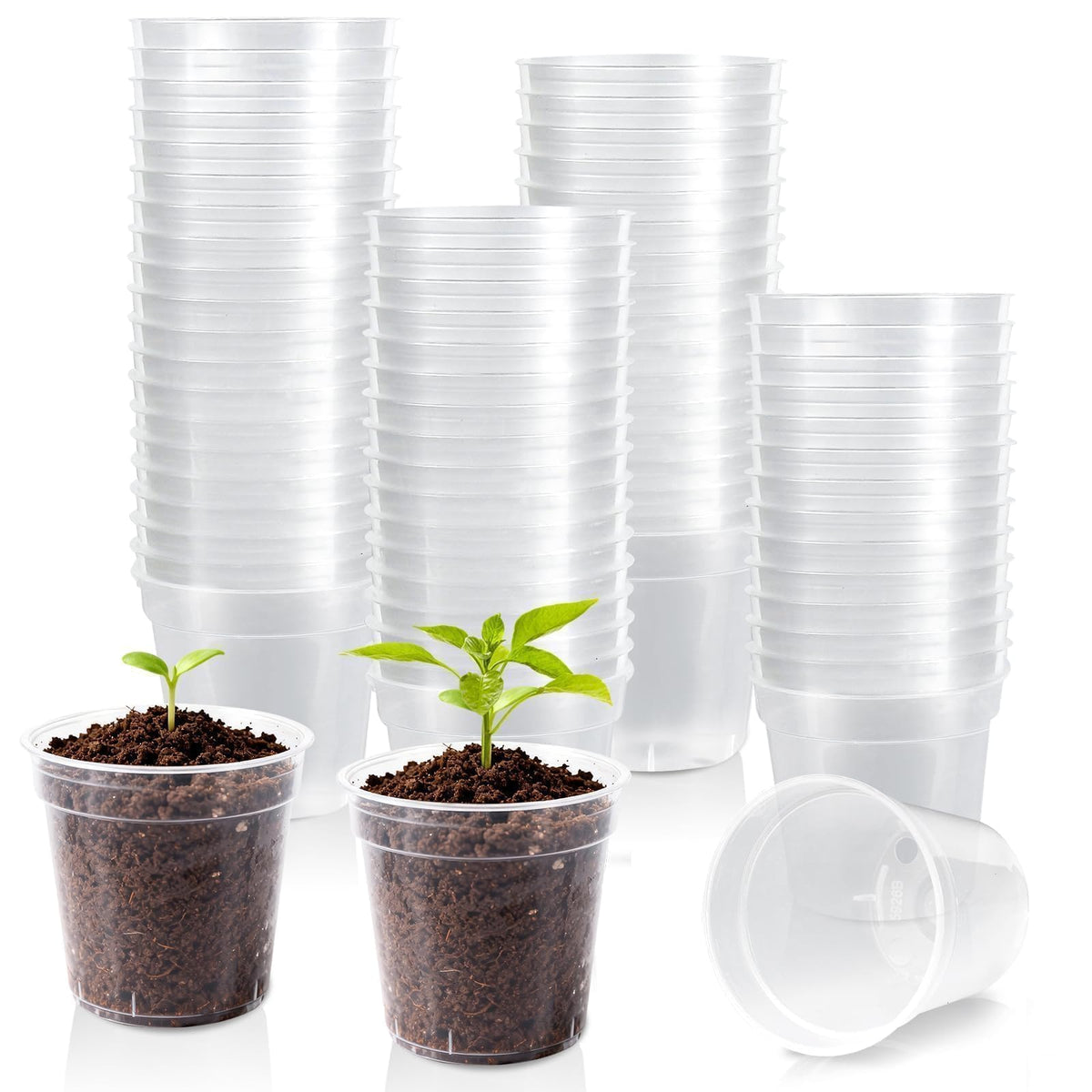 120 Pcs 2 Inch Clear Nurery Pots, Seedling Pots with Drainage Holes