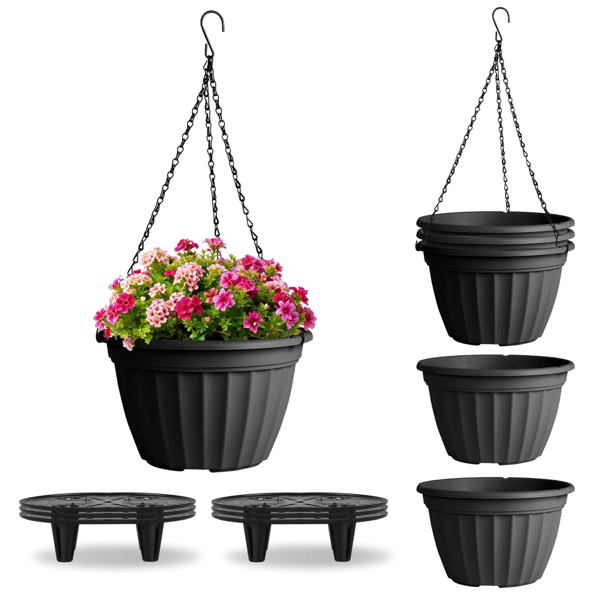 FGstyle Hanging Planters 10 Inch 4 Pack,Hanging Baskets for Plants Outdoor