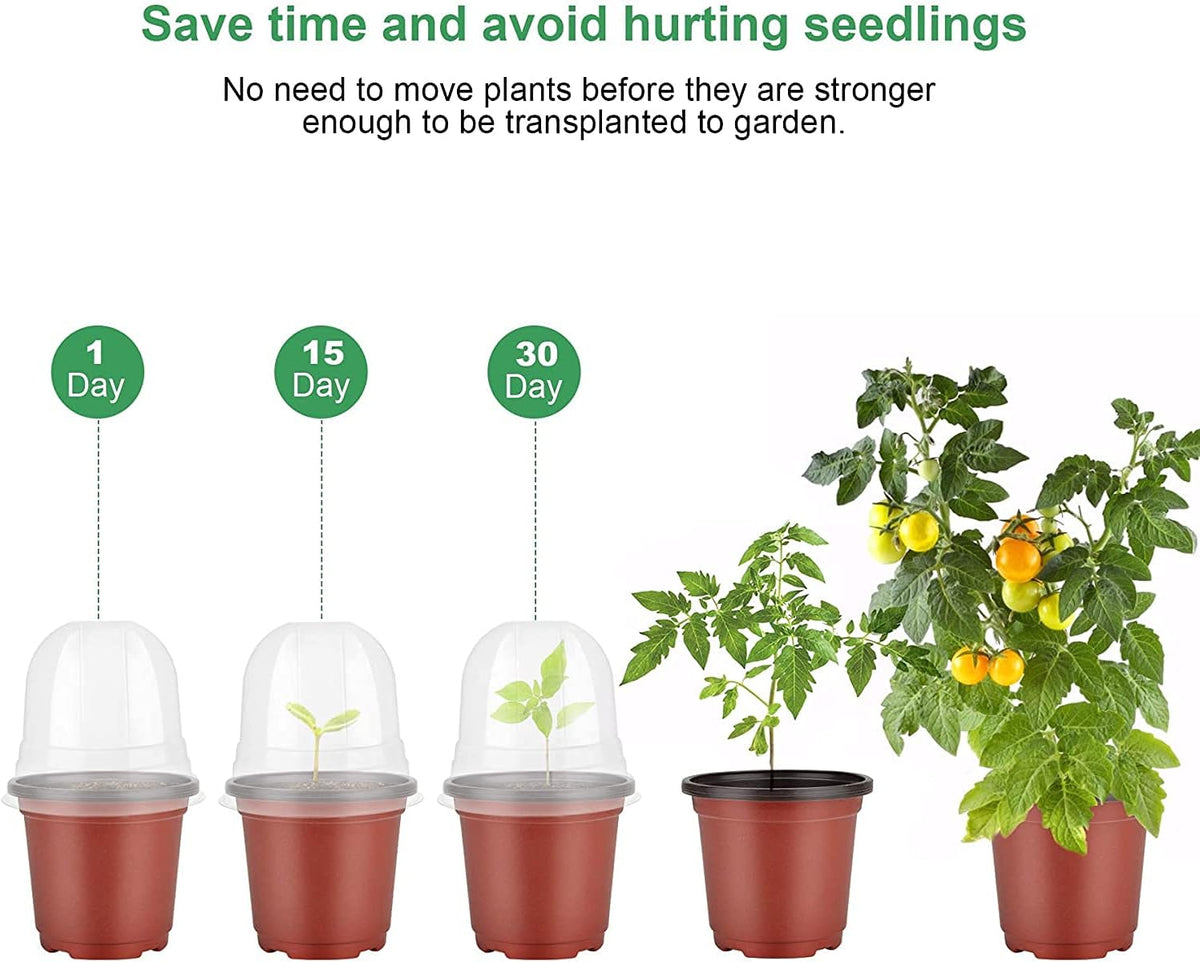 MIXC Nursery Pots with Humidity Dome, 4" Seed Starting Pot 30 Pack, Red