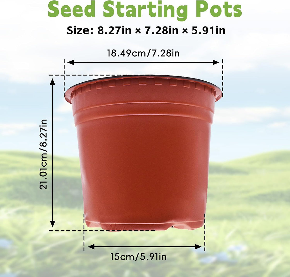 HOSTIC 8 Inch Nursery Pot Seedling Pot Plant Container Seed Starting Pots Multipurpose Plastic Pots 100 Packs