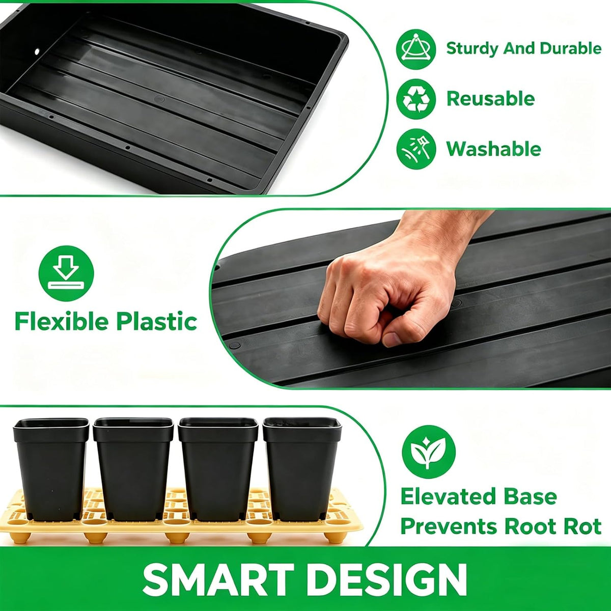 BeGrit Seed Starter Trays Durable Plant Trays 13x17inch Mesh Seedling Trays Perfect for Indoor, Outdoor, Greenhouses 5 Pack