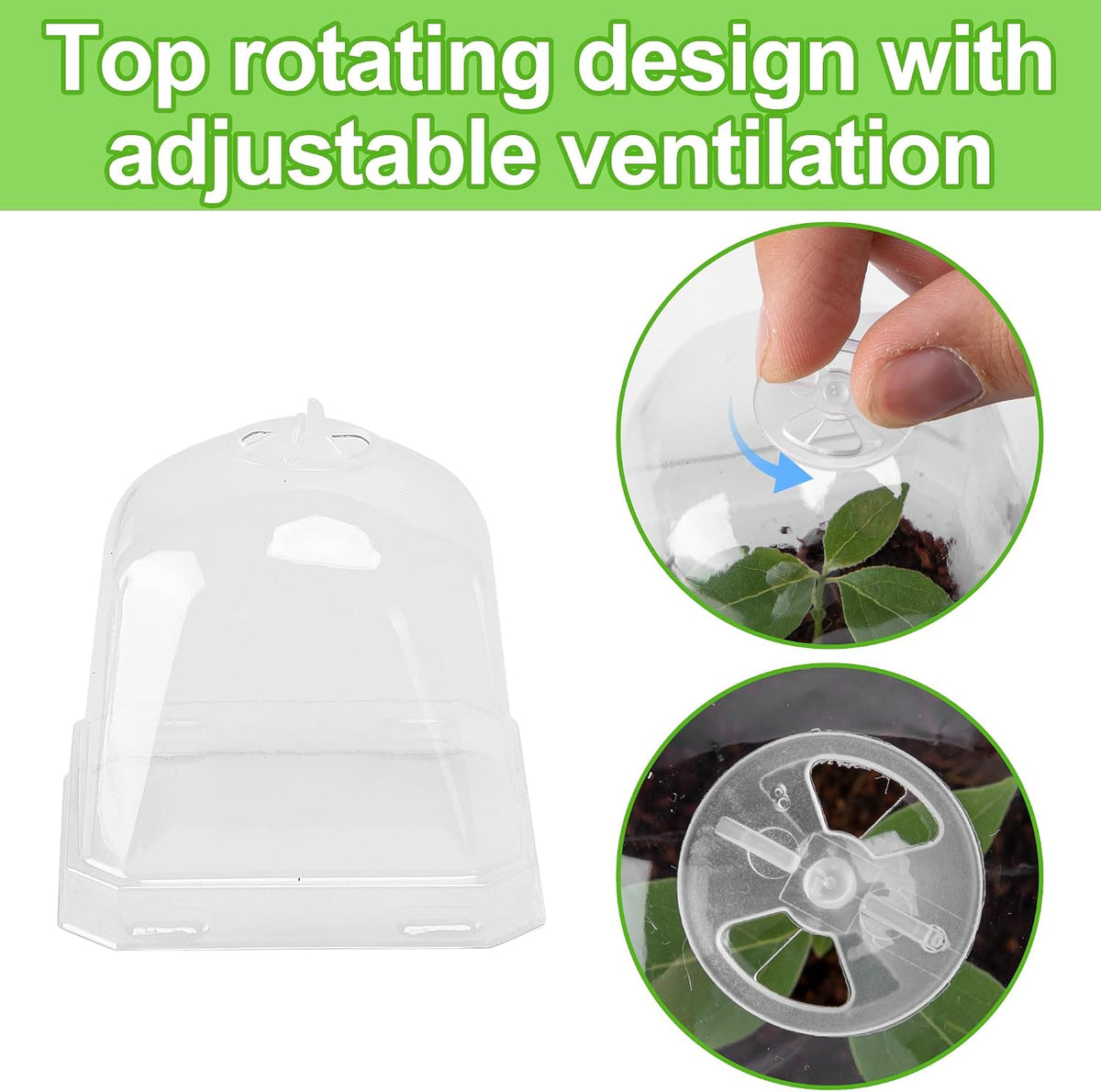 10 Pcs 3" Clear Plant Nursery Pot with Humidity Dome, Plastic Gardening Pot
