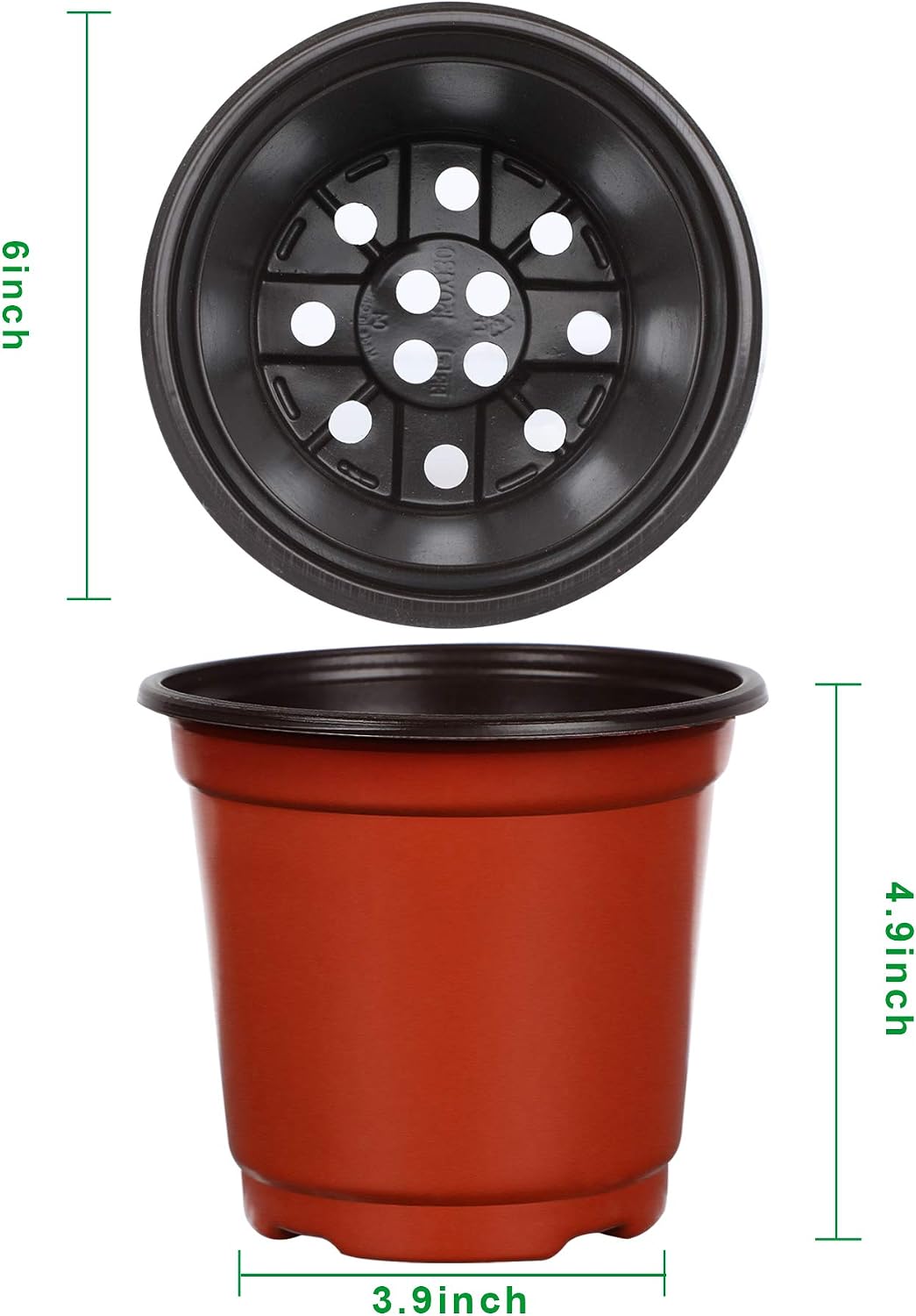 Augshy 110 Pcs 6 Inches Plastic Plants Nursery Pot, Seed Starting Pots