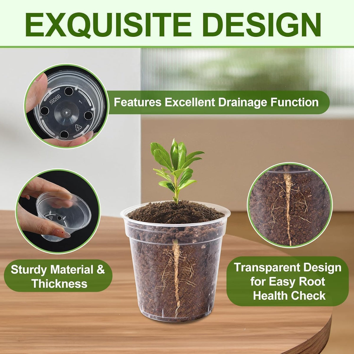 120 Pcs 2 Inch Clear Nurery Pots, Seedling Pots with Drainage Holes