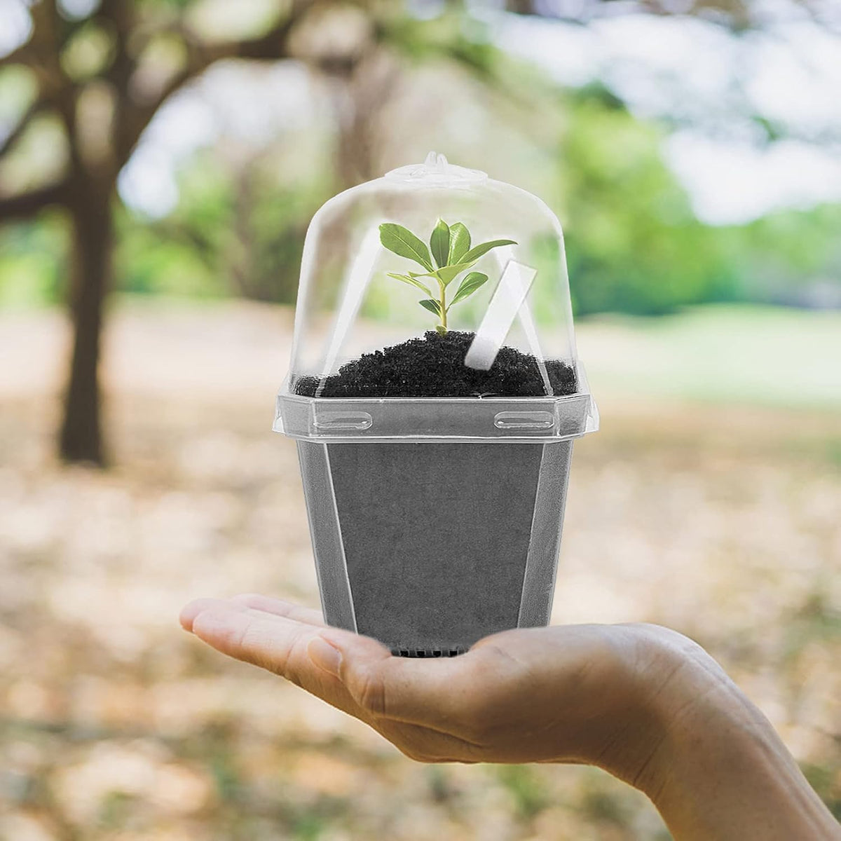 10 Pcs 3" Clear Plant Nursery Pot with Humidity Dome, Plastic Gardening Pot