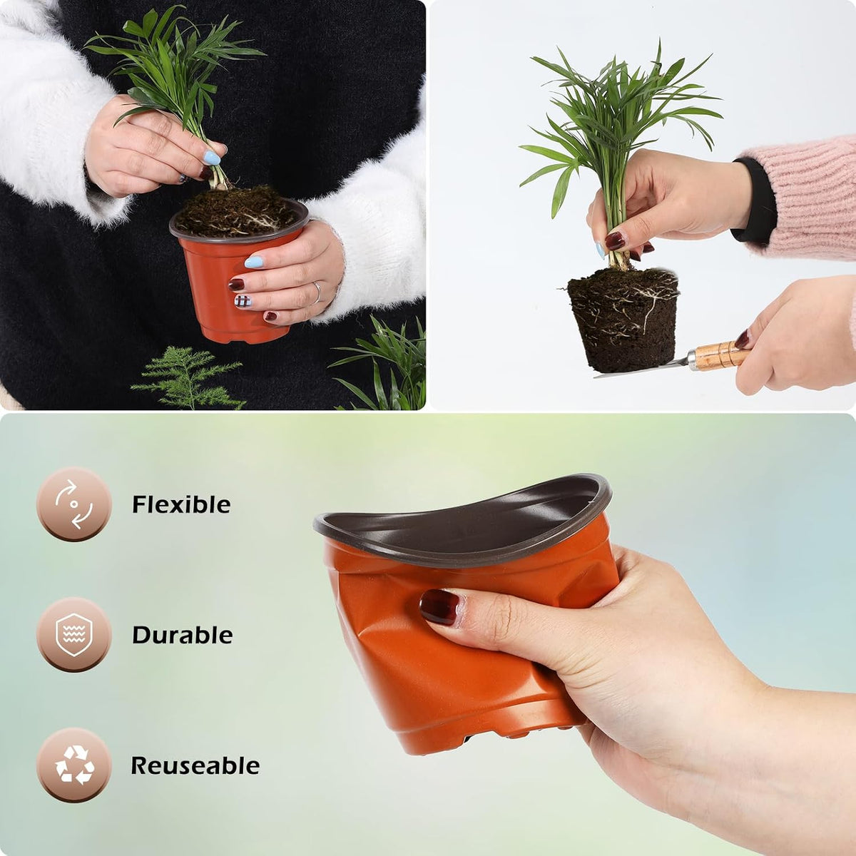 4 Inch 300 Pack Plastic Nursery Pots with Drainage Holes with 300pcs Labels