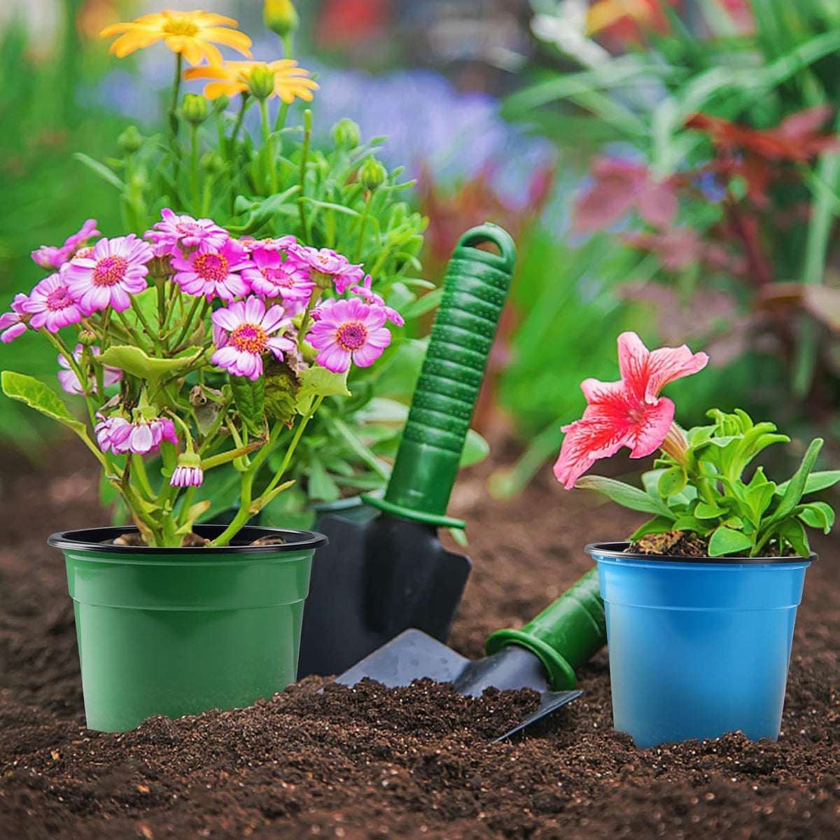 Oubest 30Pack Nursery Pots Plastic for Plants 5 inch Seedling Pots with Drainage Holes Multicolor Flower Seedling Transplanting