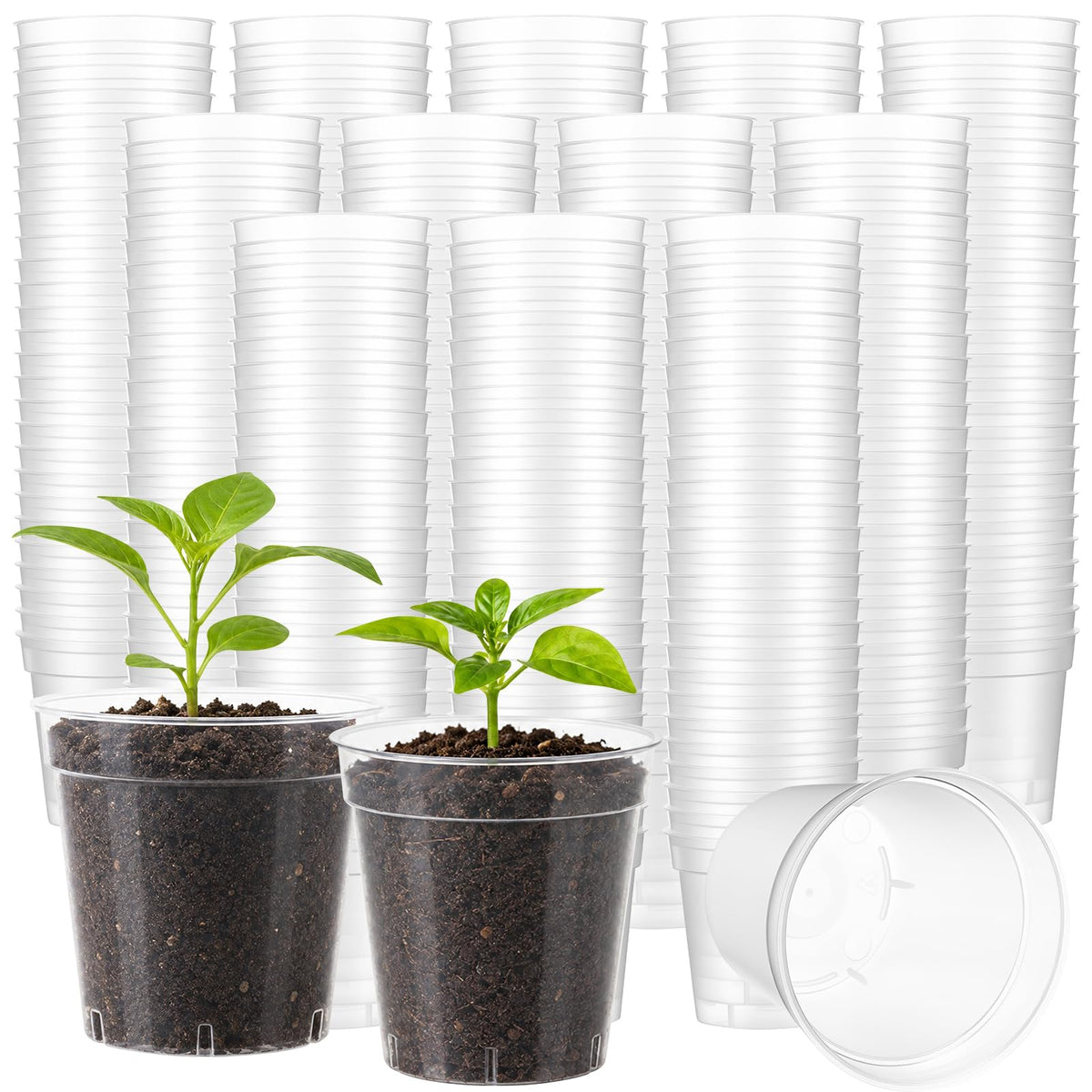 24 Pack 2 Inch Nursery Pots, Mini Plastic Plant Pots for Seedlings(Black)