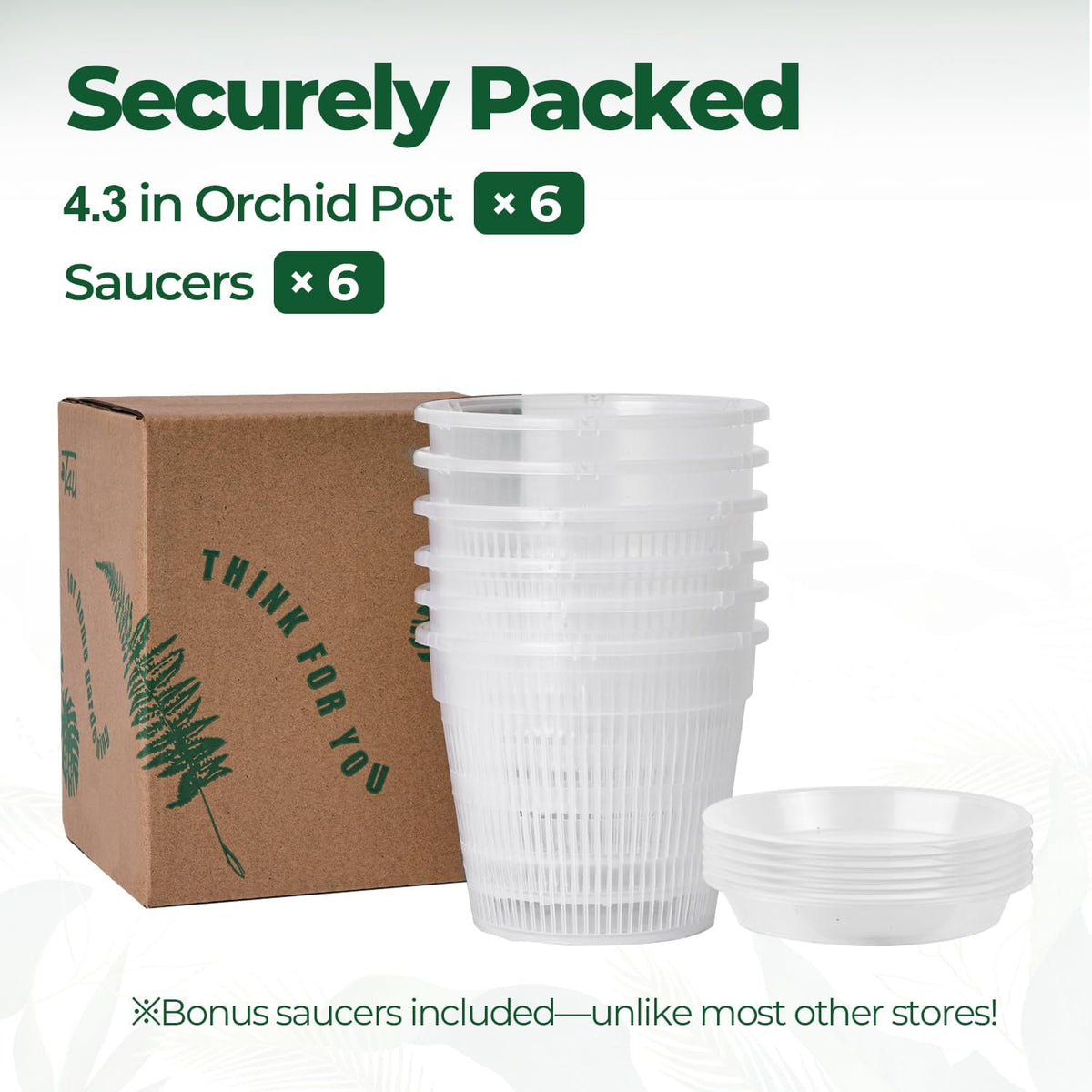 T4U Clear Orchid Pots 4.3 Inch 6 Pack, Orchid Pot with Holes Repotting