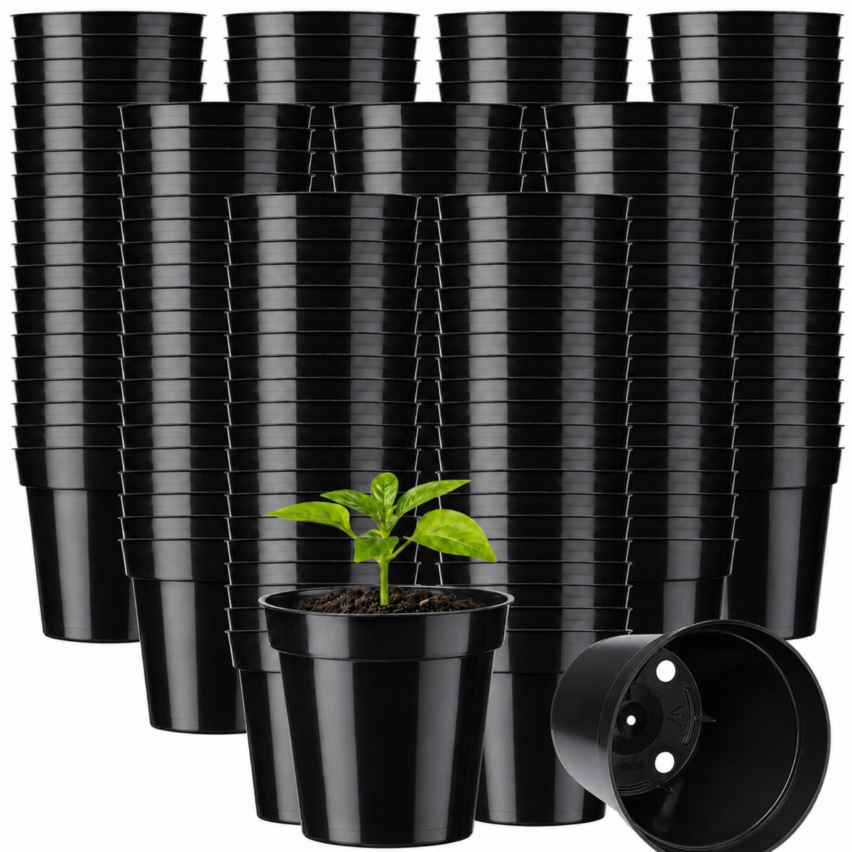 24 Pack 2 Inch Nursery Pots, Mini Plastic Plant Pots for Seedlings(Black)