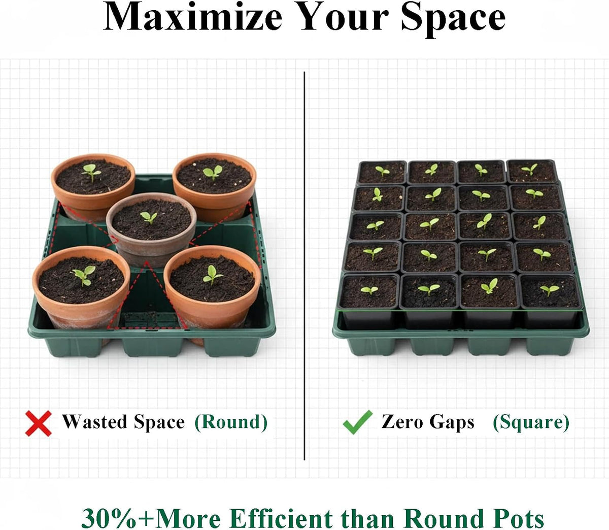 25 Packs Square Nursery Pots for Plants 4 Inch Seedling Pots with Holes