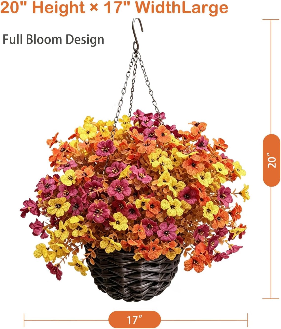 Artificial Fall Flowers for Outdoors 2 Pack Fall Hanging Baskets
