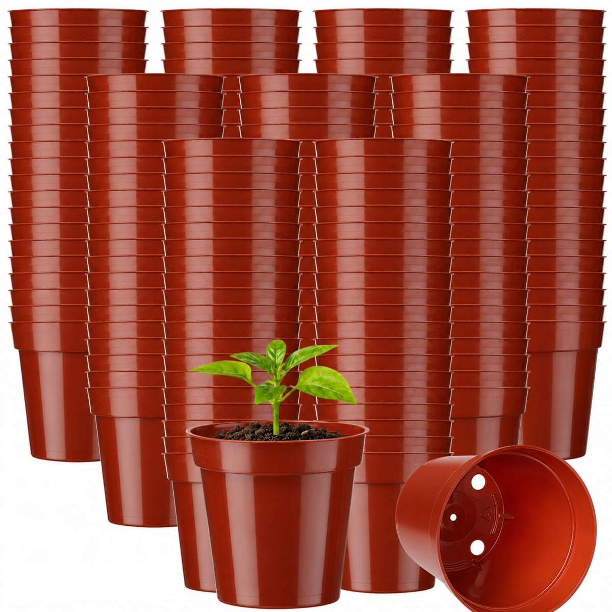 24 Pack 2 Inch Nursery Pots, Mini Plastic Plant Pots for Seedlings(Black)