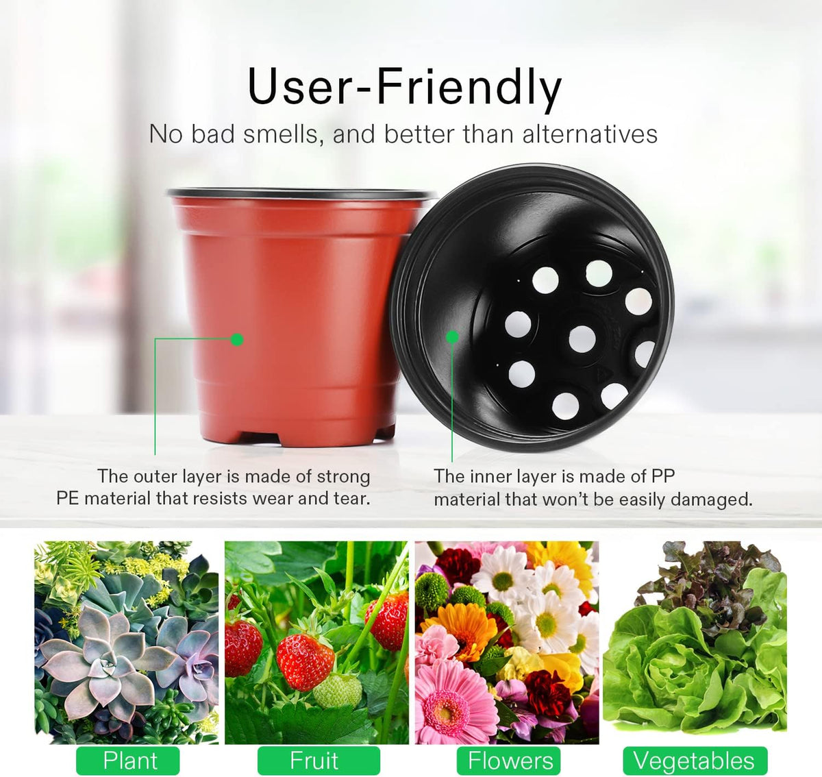 VIVOSUN 50 Pcs 6 in Plastic Plant Nursery Pots, Seed Starting Pots