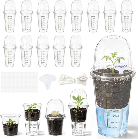 30 Pack 3.5" Self Watering Propagation Pots, Seed Starter Cups with Dome