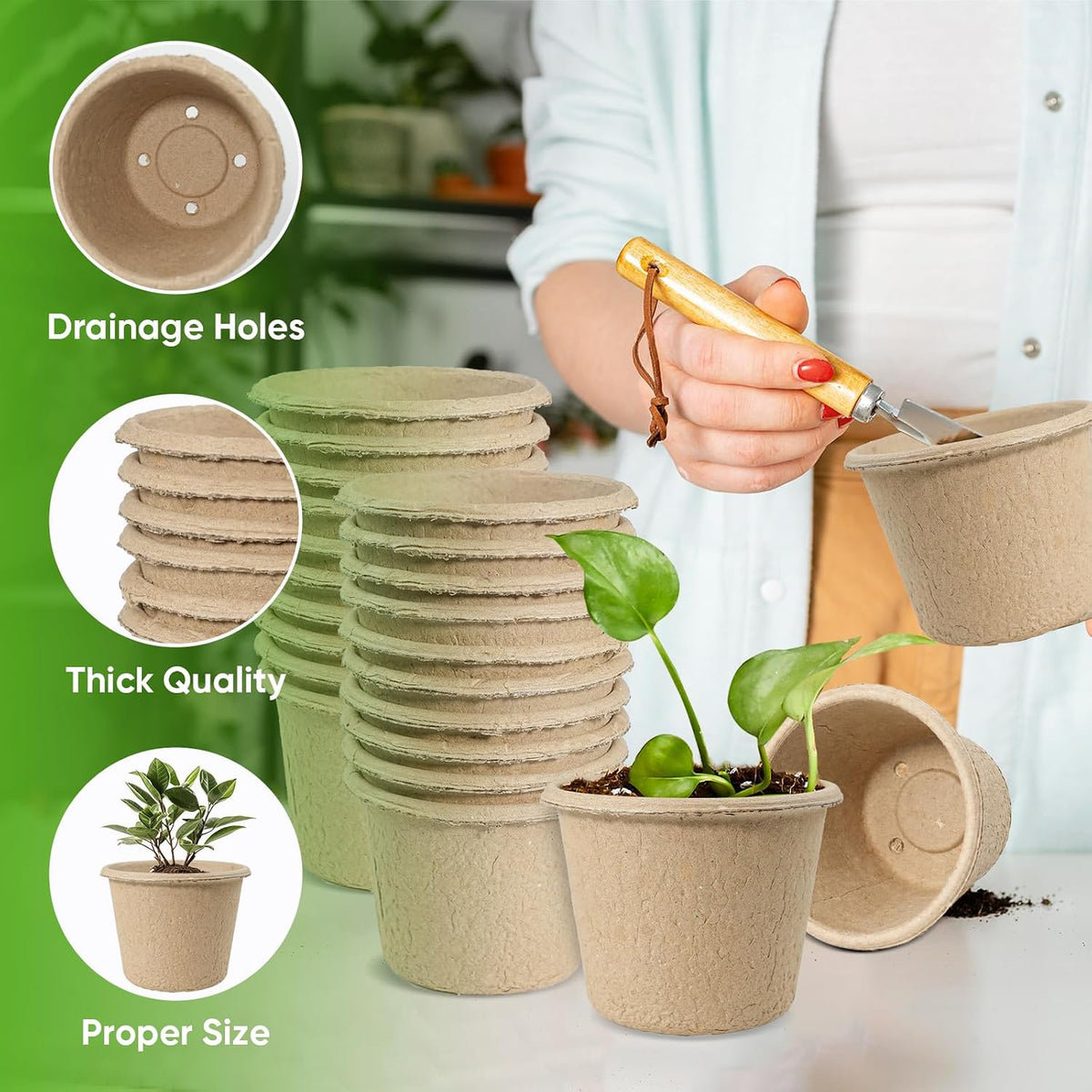 20 Pack 5 Inch Biodegradable Nursery Peat Pots