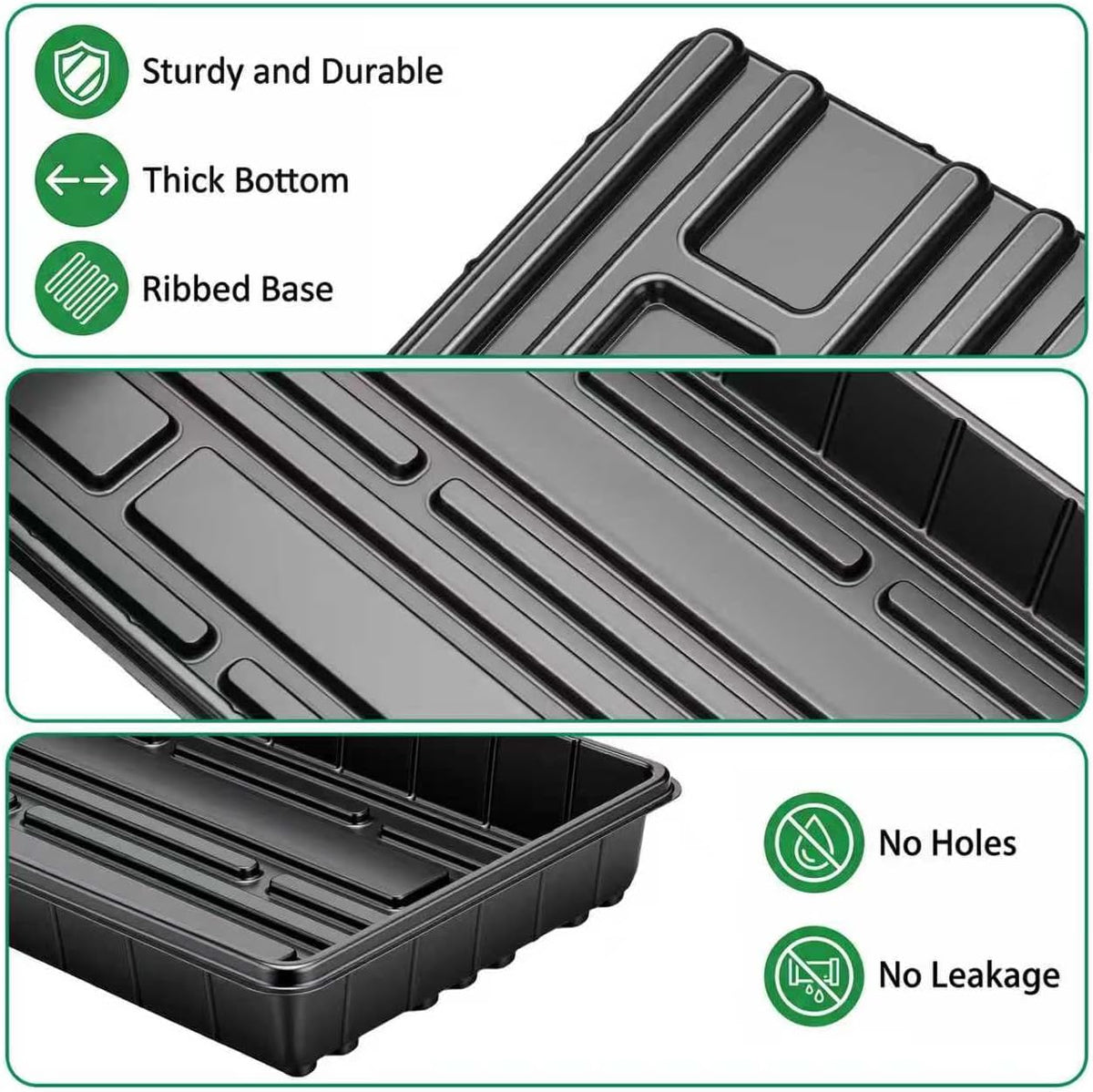 10 Pack Plant Growing Trays, 17 x 11 Inch Seedling Trays, No Drain Holes