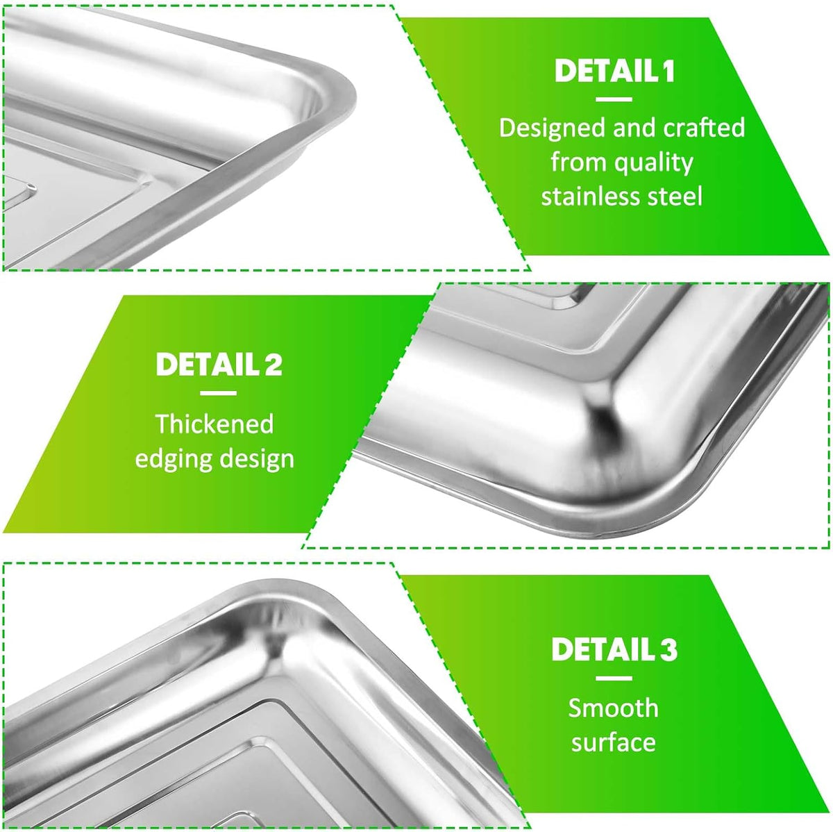 FillTouch 10 Pcs Stainless Steel Seed Starter Tray, 15.8 x 11.8 x 1.4 Inch