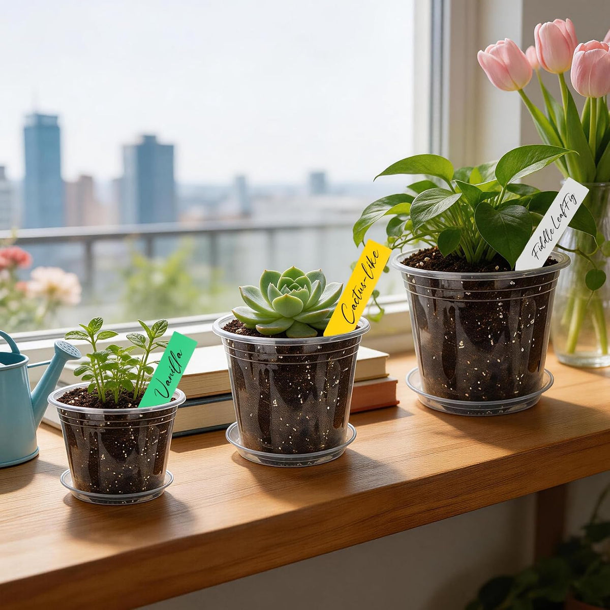 4/5/6 Inch Clear Nursery Pots with Drainage and Saucer for Multiple Crops