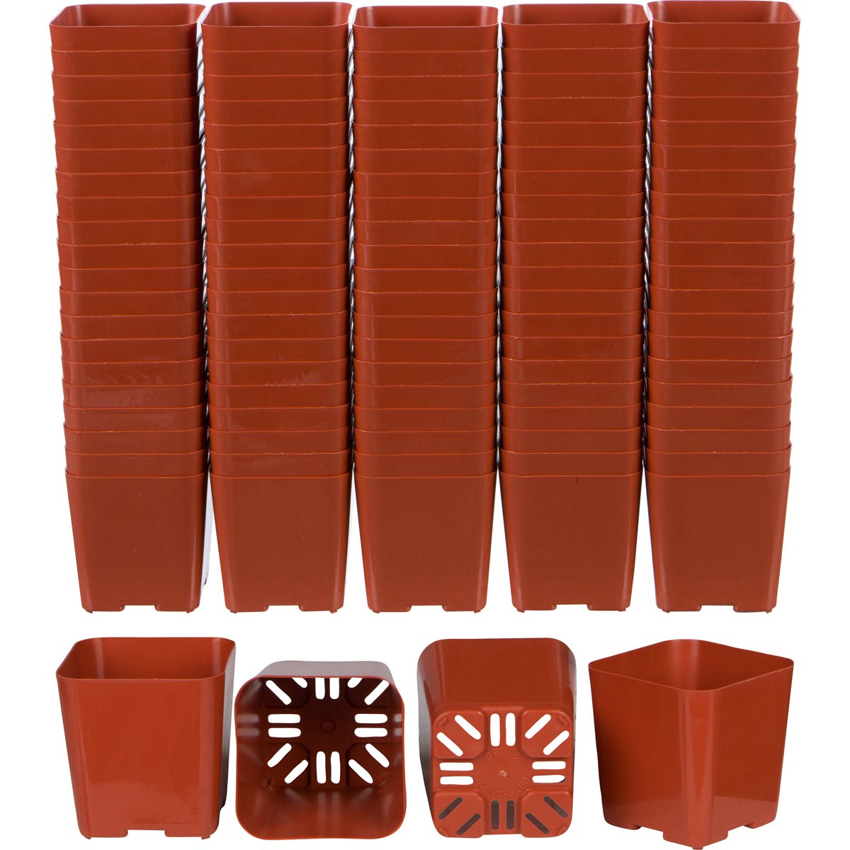 Pack of 2 Inch Plastic Flower Pots for Seedlings, or Succulents (100 Pots, Black)