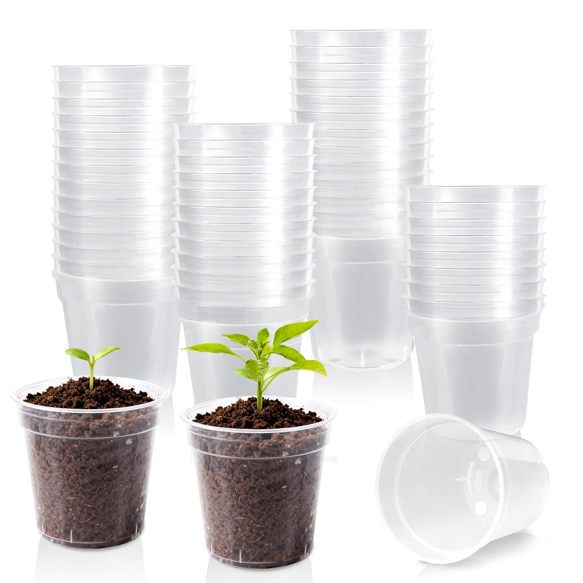 120 Pcs 2 Inch Clear Nurery Pots, Seedling Pots with Drainage Holes
