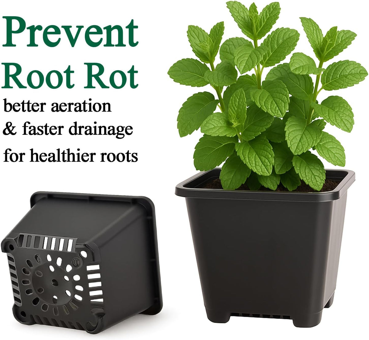 25 Packs Square Nursery Pots for Plants 4 Inch Seedling Pots with Holes