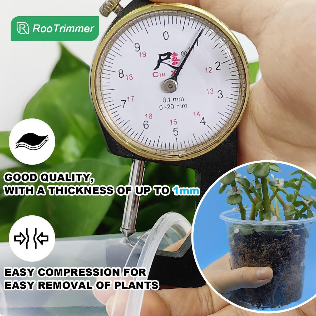 RooTrimmer Transparent Nursery Pots 3.5Inch with Humidity Domes for Seeds Starting, Clear Plastic Plant Pots with Drainage Holes (3.54Inch, 40Pcs,Clear Pots with Lids)