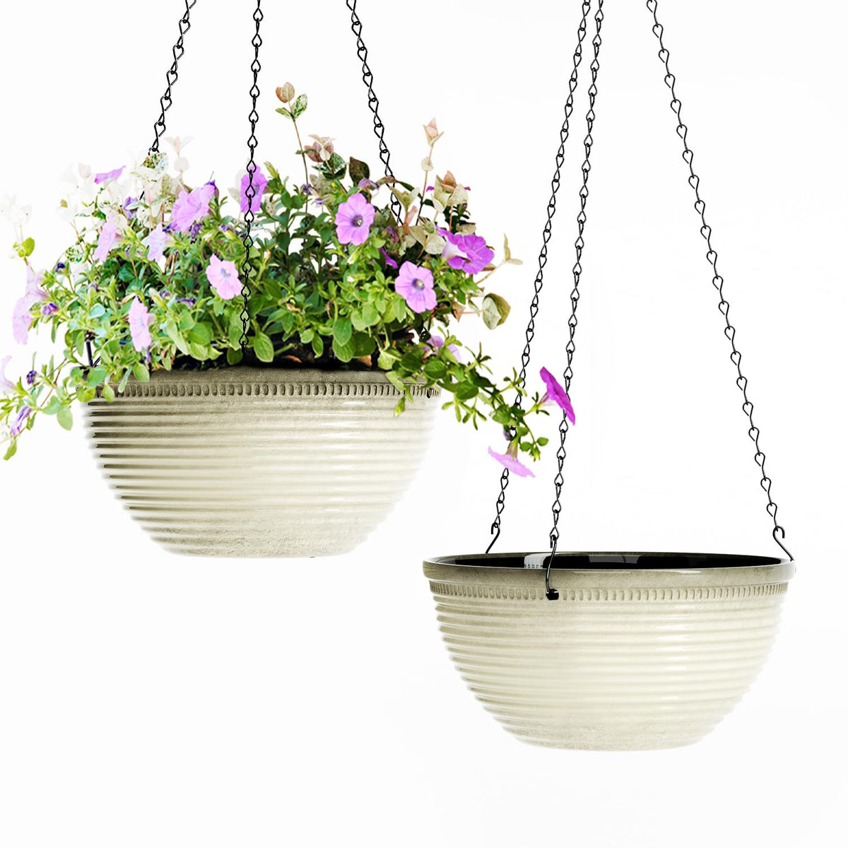 10 Inch Hanging Planters for Indoor Plants, Glazed Hanging Basket, 2 Pack