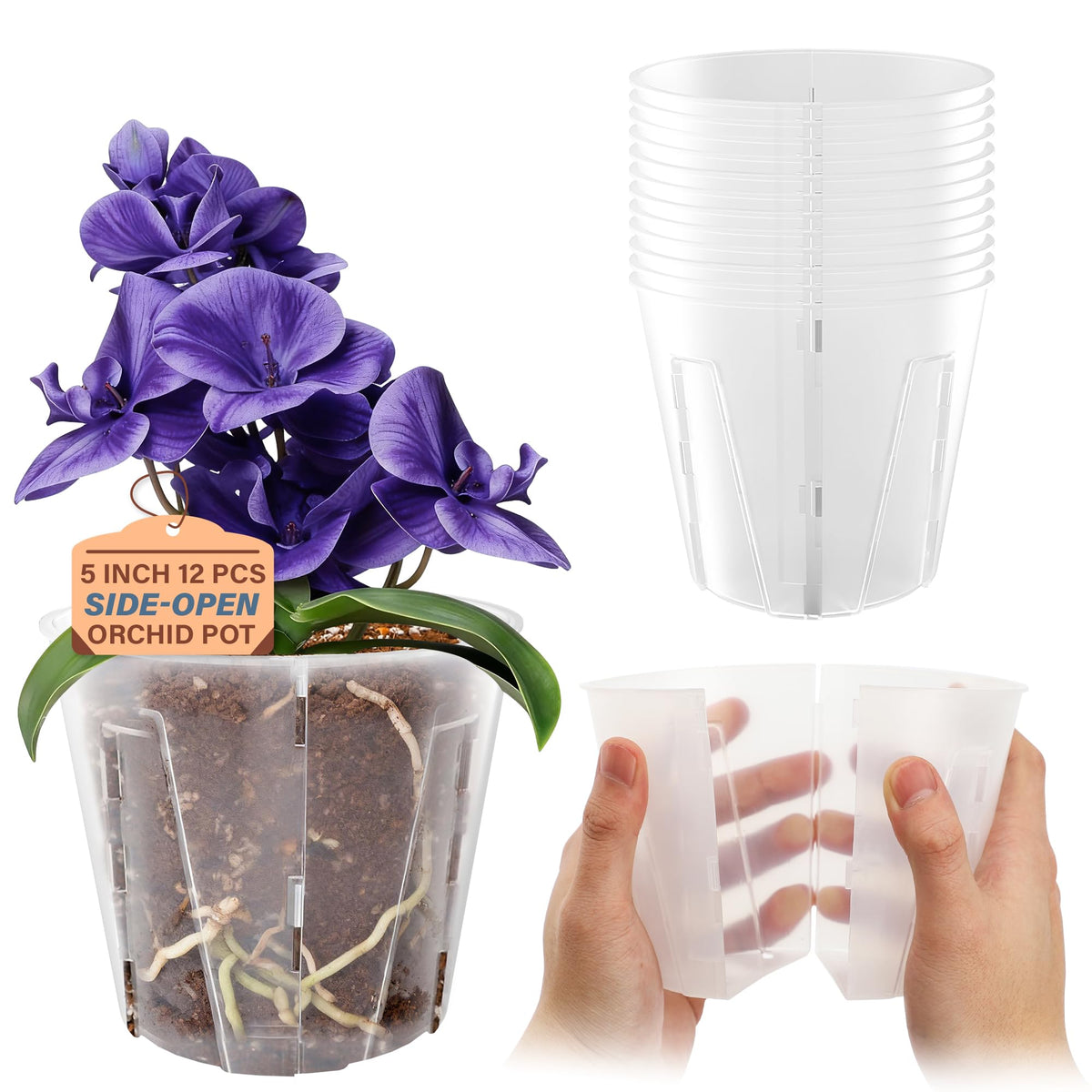 Bluepro Clear Nursery Pots with Drainage Holes, 3.5/4/5/7 Inch, 36-Pack