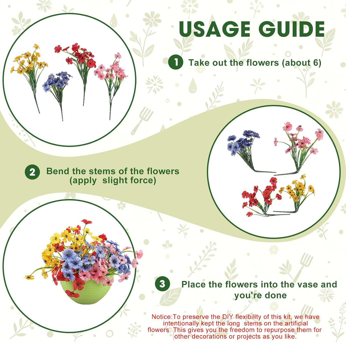 Hotop 6 Pack Hanging Flower Baskets with 42 Artificial Flowers