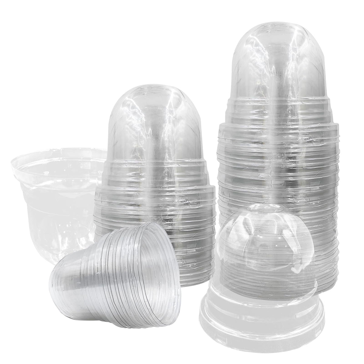 RooTrimmer Transparent Nursery Pots 3.5Inch with Humidity Domes for Seeds Starting, Clear Plastic Plant Pots with Drainage Holes (3.54Inch, 40Pcs,Clear Pots with Lids)