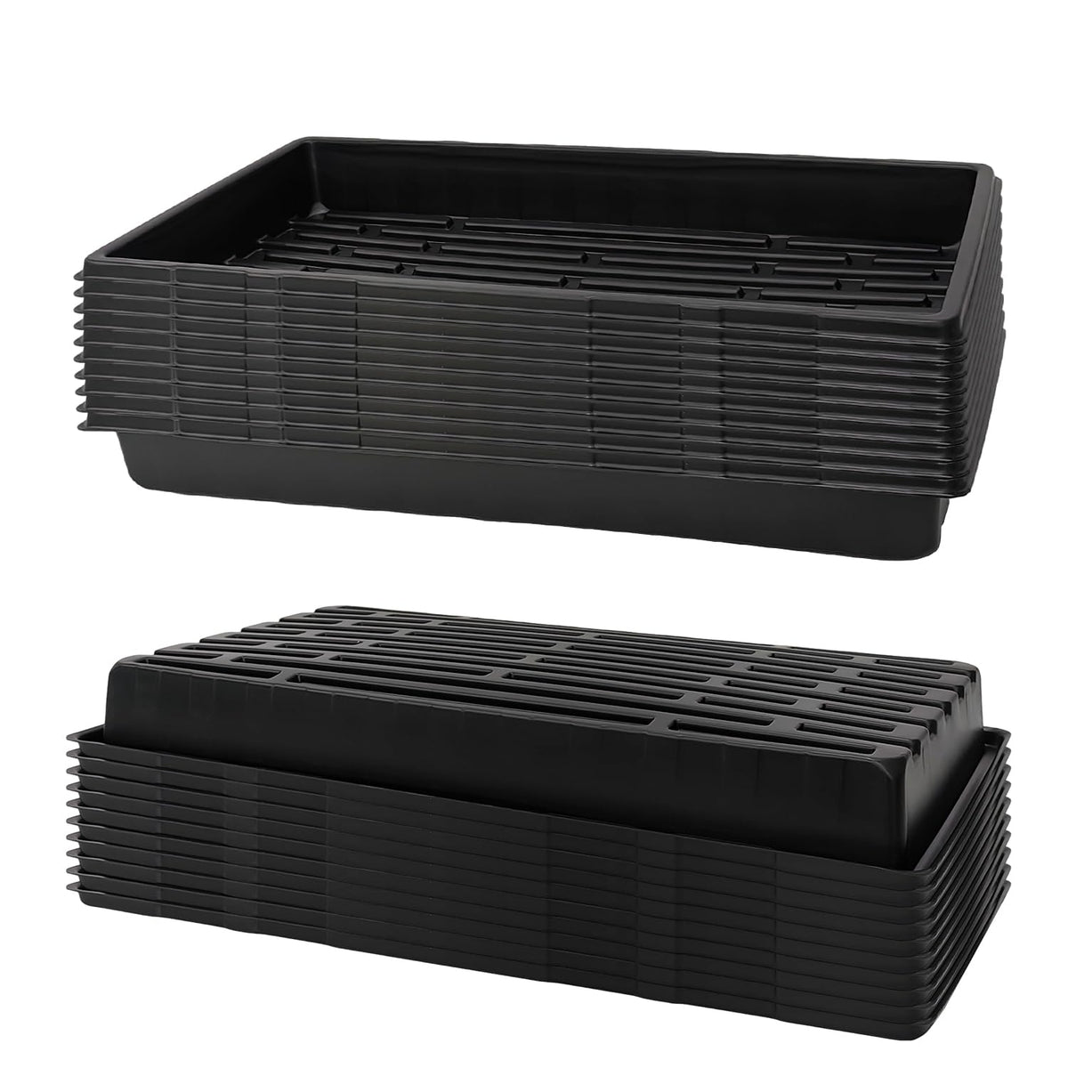 RooTrimmer 10 Pack 1020 Trays, Extra Thick Heavy Duty Seed Starting Trays - No Holes, No Leak, Reusable Propagation Flats for Microgreens, Seedlings, Plant Germination, Fodder and Transplant