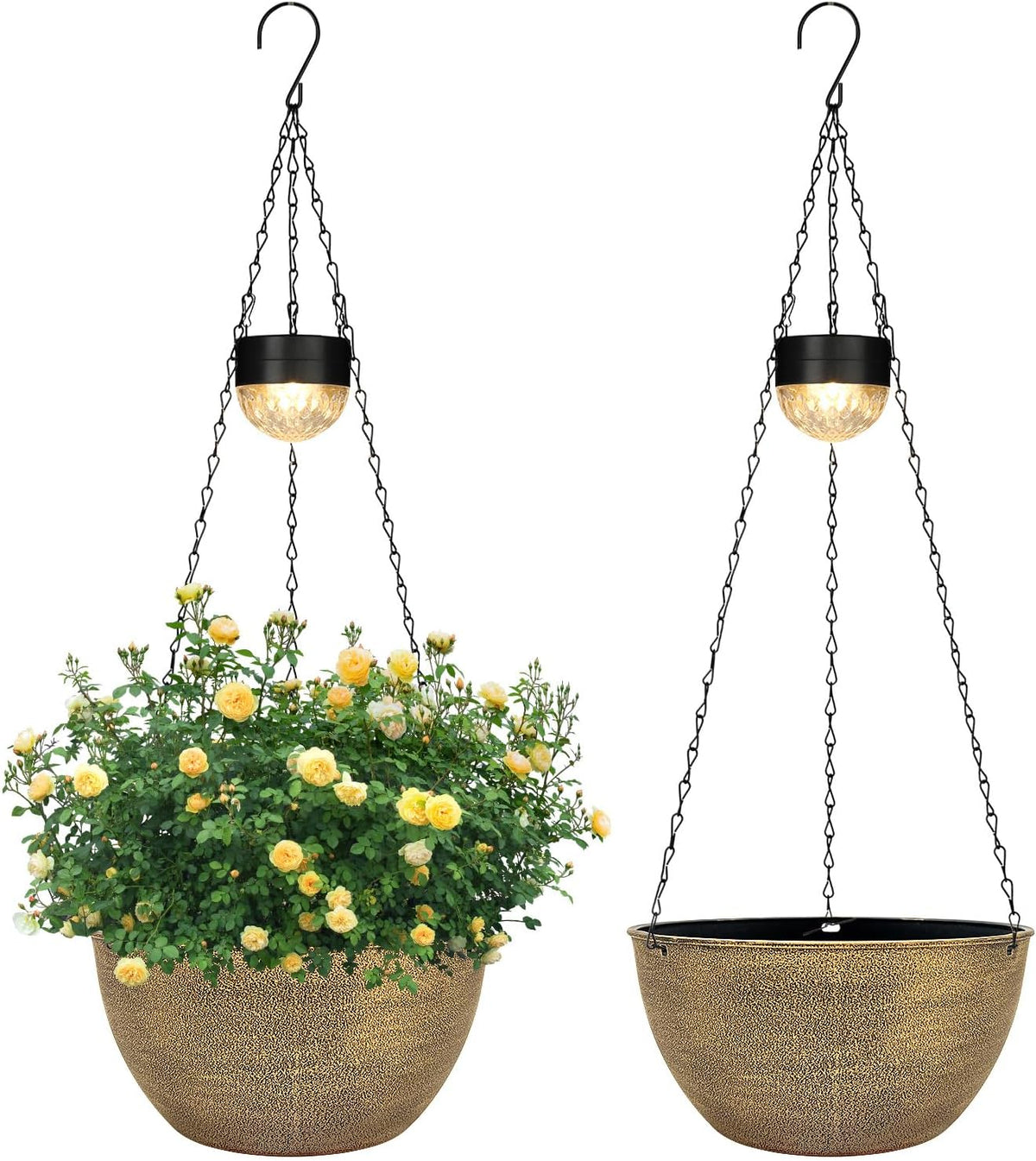 SUNNYPARK 2 Pack Solar Hanging Planters for Plants Outdoor