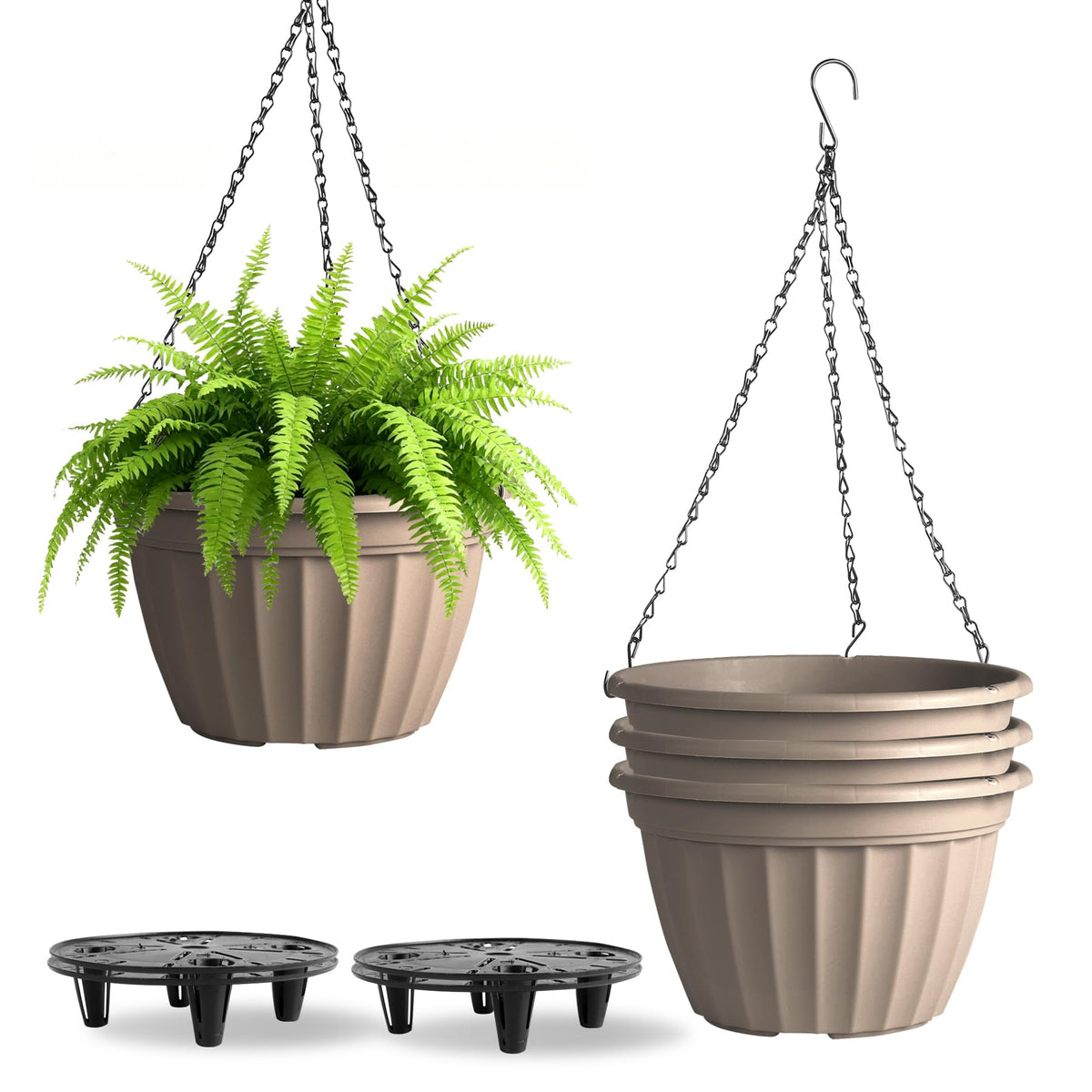 FGstyle Hanging Planters 10 Inch 4 Pack,Hanging Baskets for Plants Outdoor