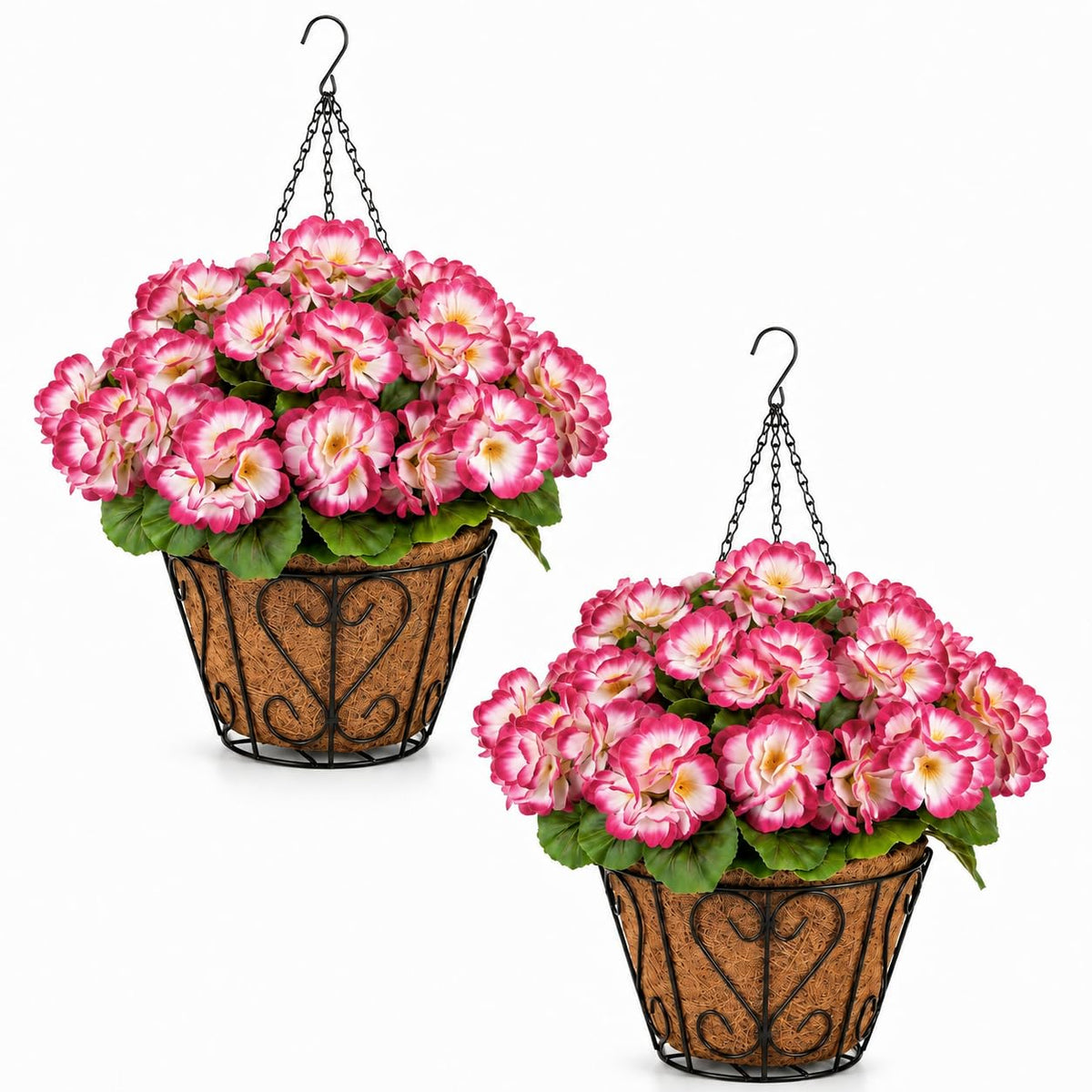 2 Set Artificial Outdoor Fall Flowers with Hanging Baskets