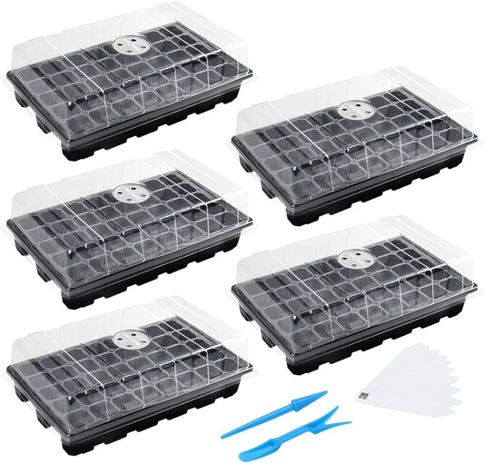 MIXC 5 Pack Seed Starter Tray, 200Cell Mini Propagator Greenhouse Grow Kit