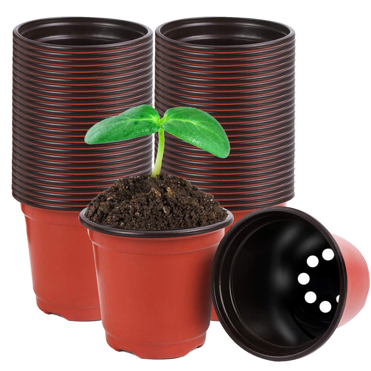 Augshy 220Pcs 4 Inches Plastic Plant Nursery Pots Seed Starting Containers