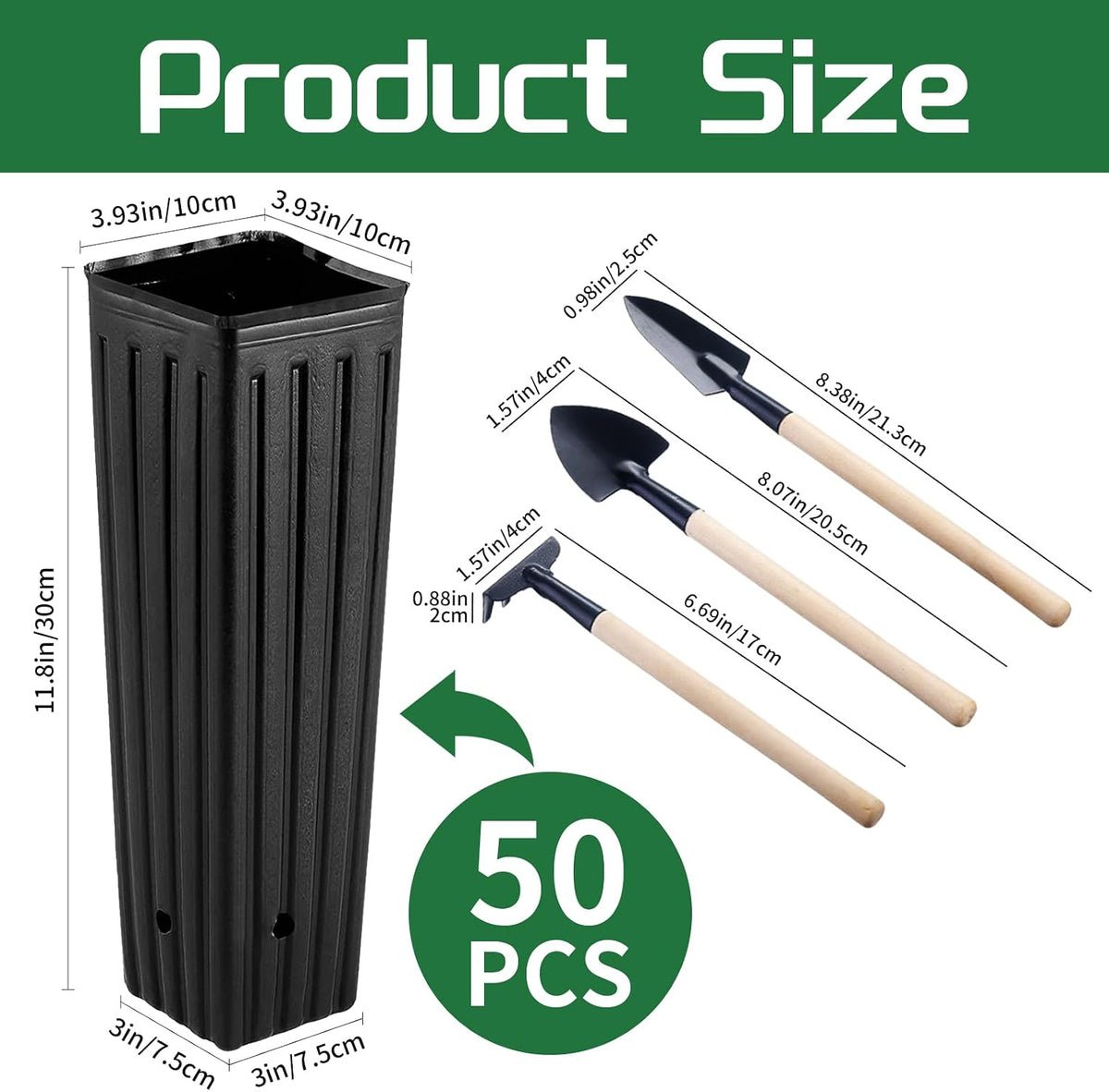 50 Pcs 12" Tall Tree Pots Plastic Deep Nursery Pots