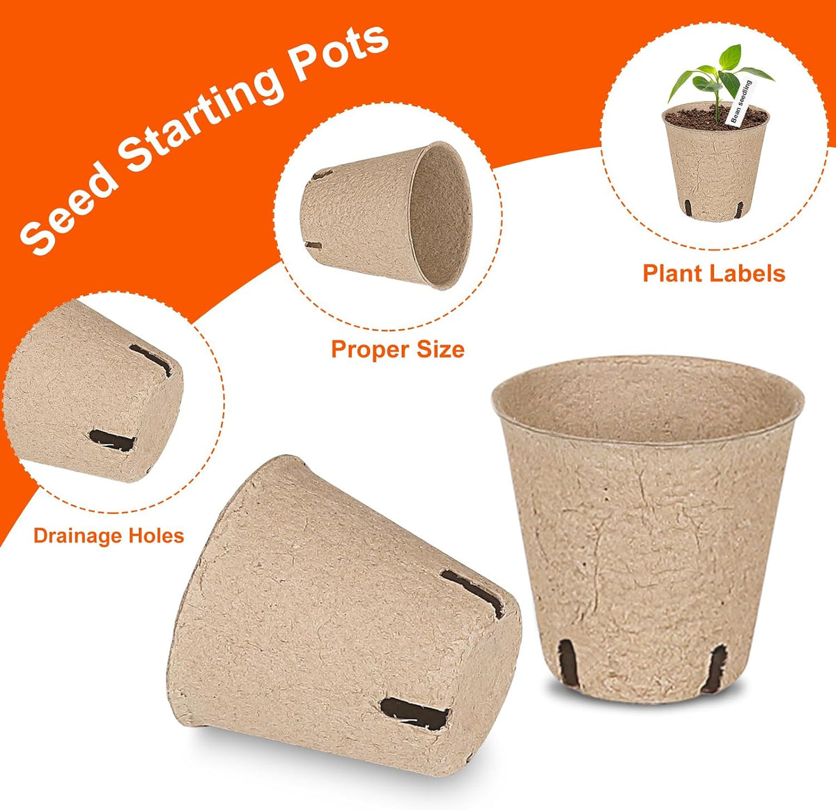 JNYONG 120 Packs 3.15 Inch Peat Pots,Garden Germination Nursery Pots