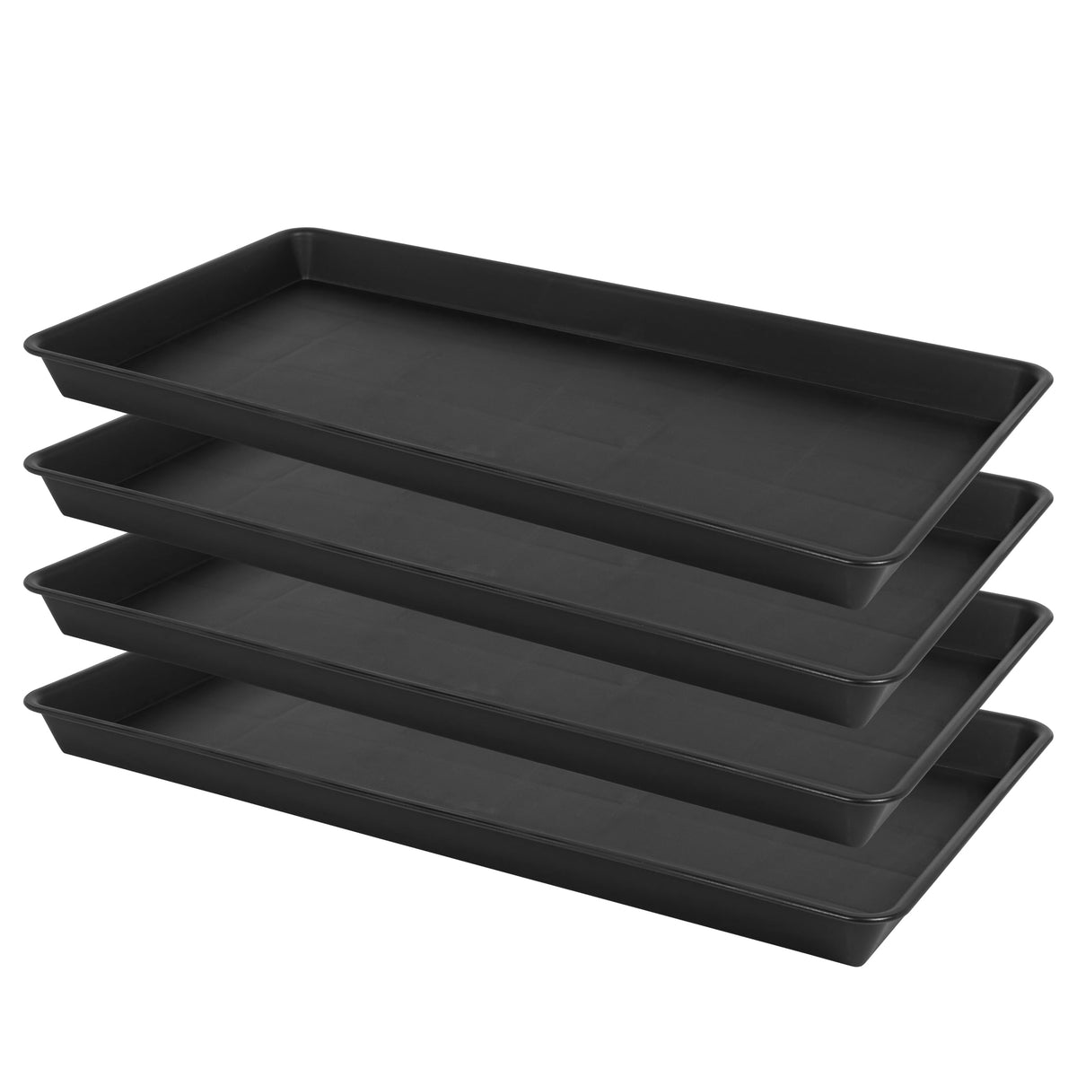 VUWEZ Plant Growing Trays 2 Pack, Plant Tray, 14.5"x11", Heavy Sturdy Plastic Plants Saucer, Seedling Starter Trays, Seed Starter Growing Tray (Black)