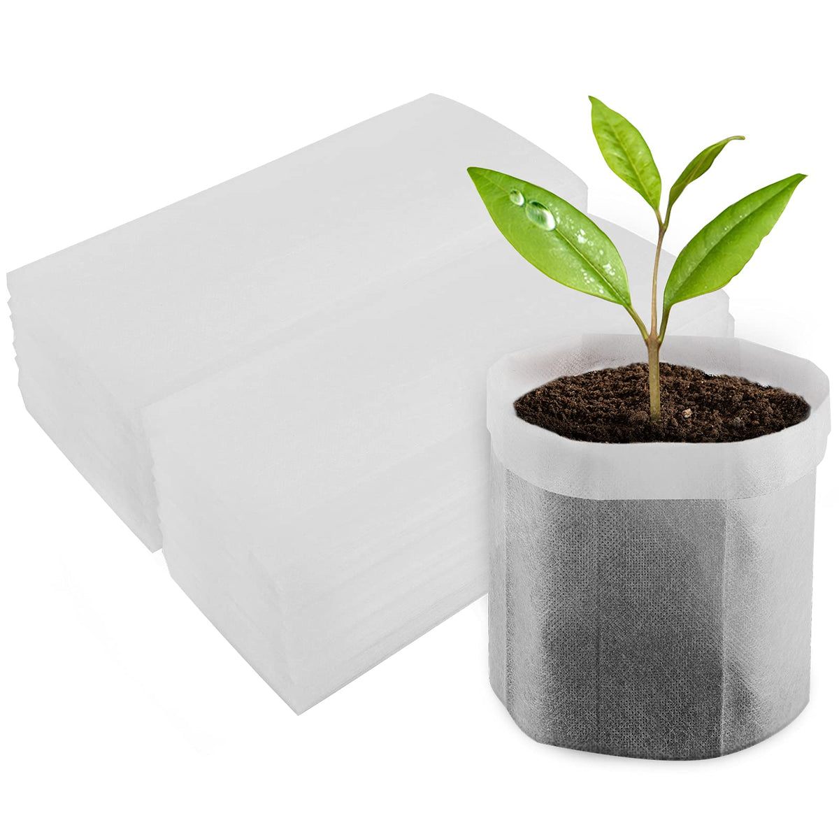 100pcs Nursery Bags for Plants - 7.87x13.77 inches Breathable Plant Grow Bags, Fabric Grow Seedling Pots for Vegetable, Fruit, Flower