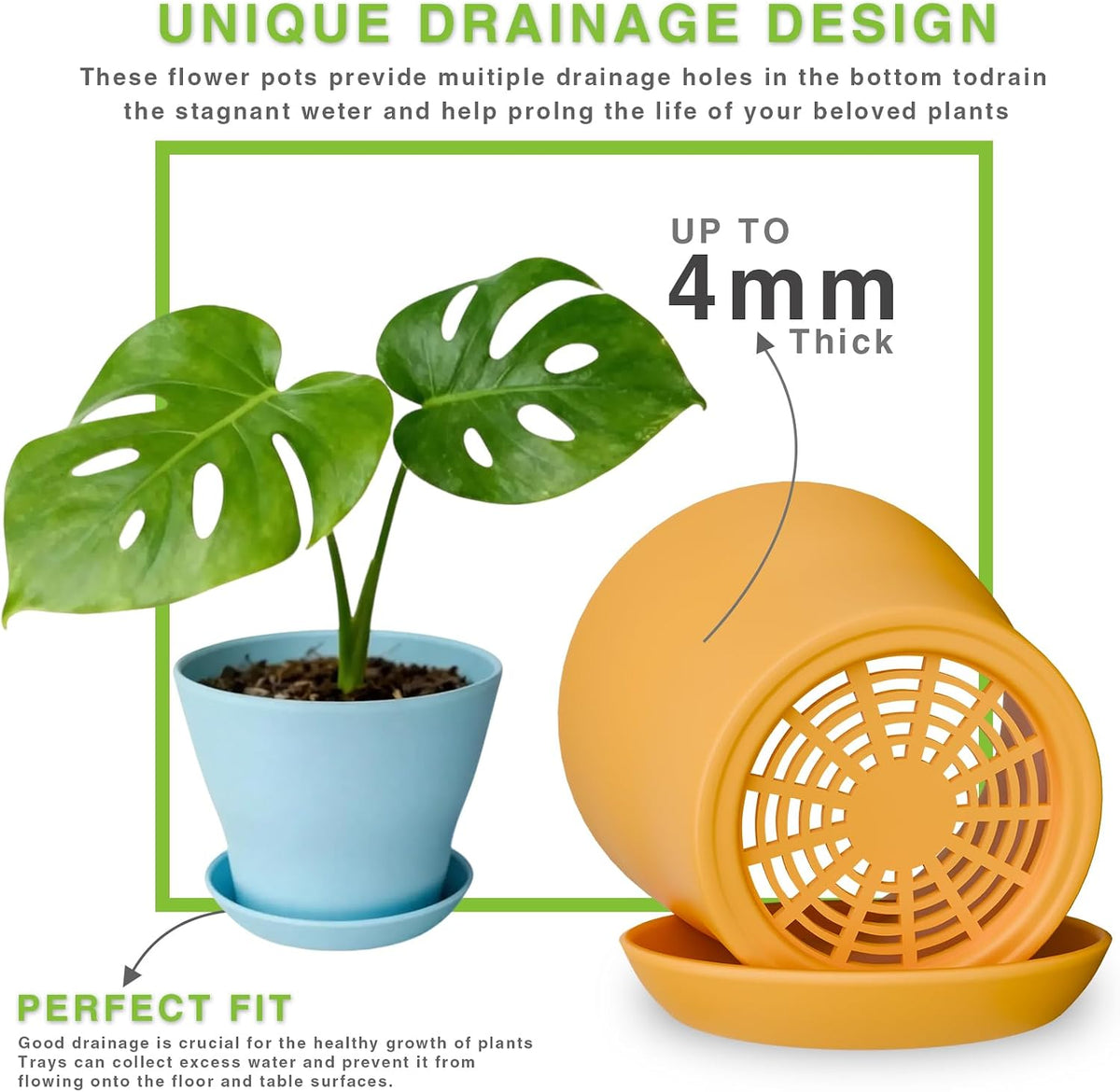 24 Pack Colorful 4 Inch Plant Pots with Saucers