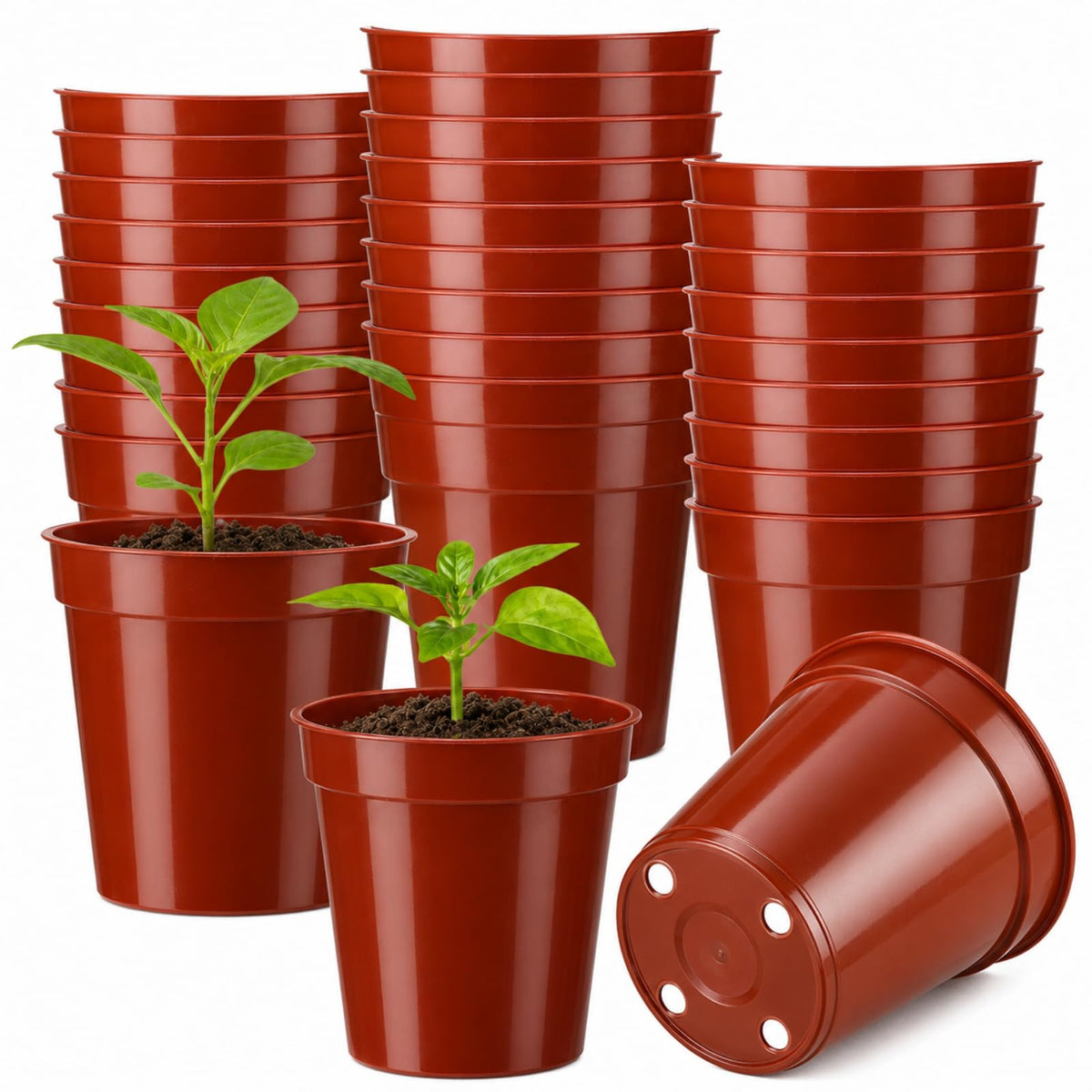 24 Pack 2 Inch Nursery Pots, Mini Plastic Plant Pots for Seedlings(Black)