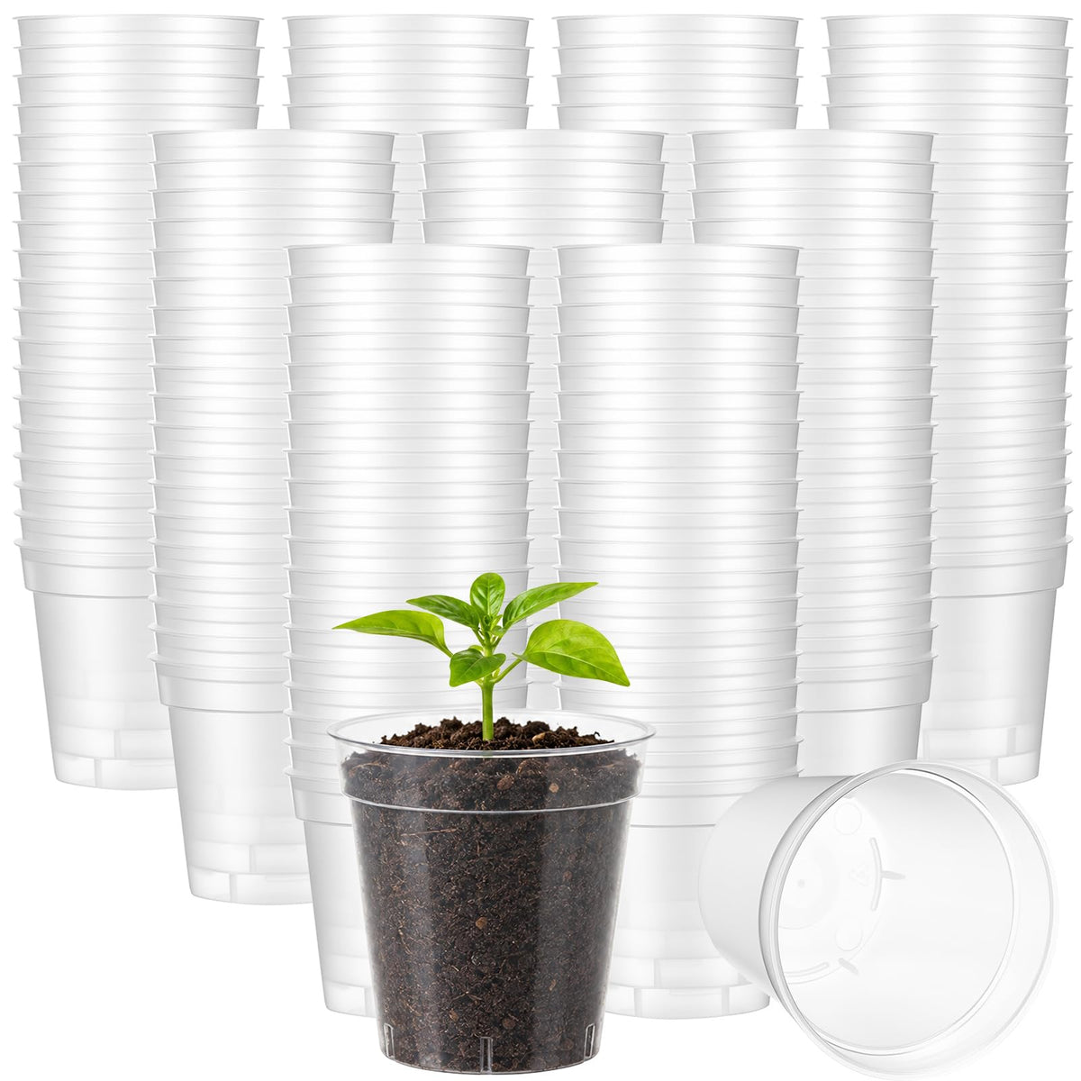 24 Pack 2 Inch Nursery Pots, Mini Plastic Plant Pots for Seedlings(Black)