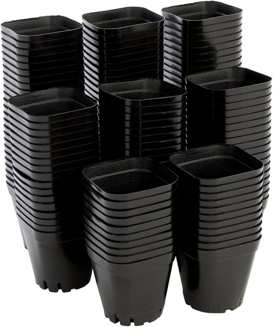 Juvale Square Nursery Pots - Seedling Planters with Drainage Holes - Versatile Pots for Plants & Succulents - Space-Saving Stackable Planters - 2.6 in, Pack of 150, Black