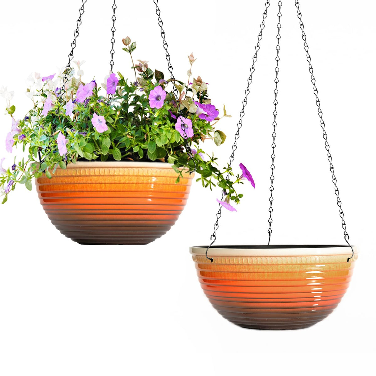 10 Inch Hanging Planters for Indoor Plants, Glazed Hanging Basket, 2 Pack