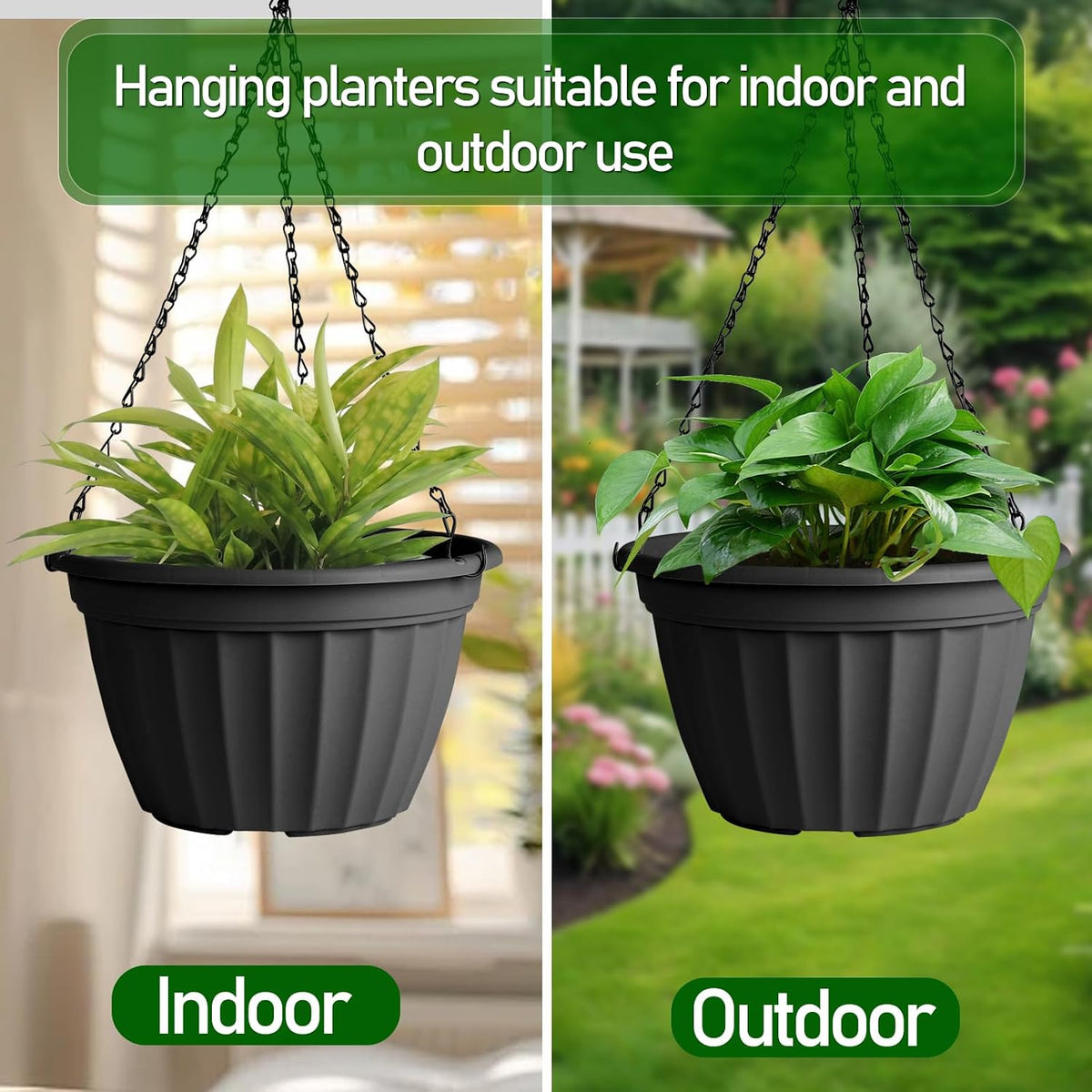 FGstyle Hanging Planters 10 Inch 4 Pack,Hanging Baskets for Plants Outdoor
